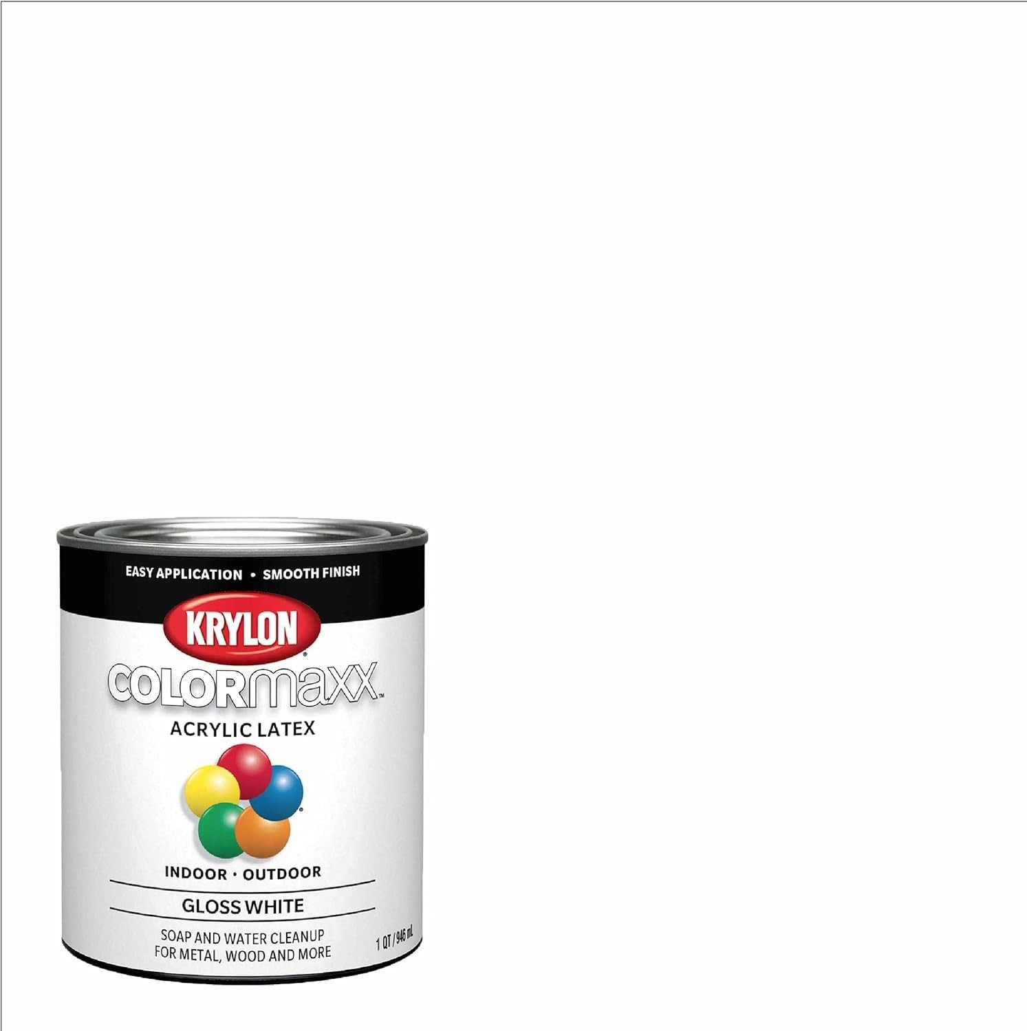 ColorMaxx Gloss Interior/Exterior Acrylic Latex Paint, White, 1 Qt. – 1 Each