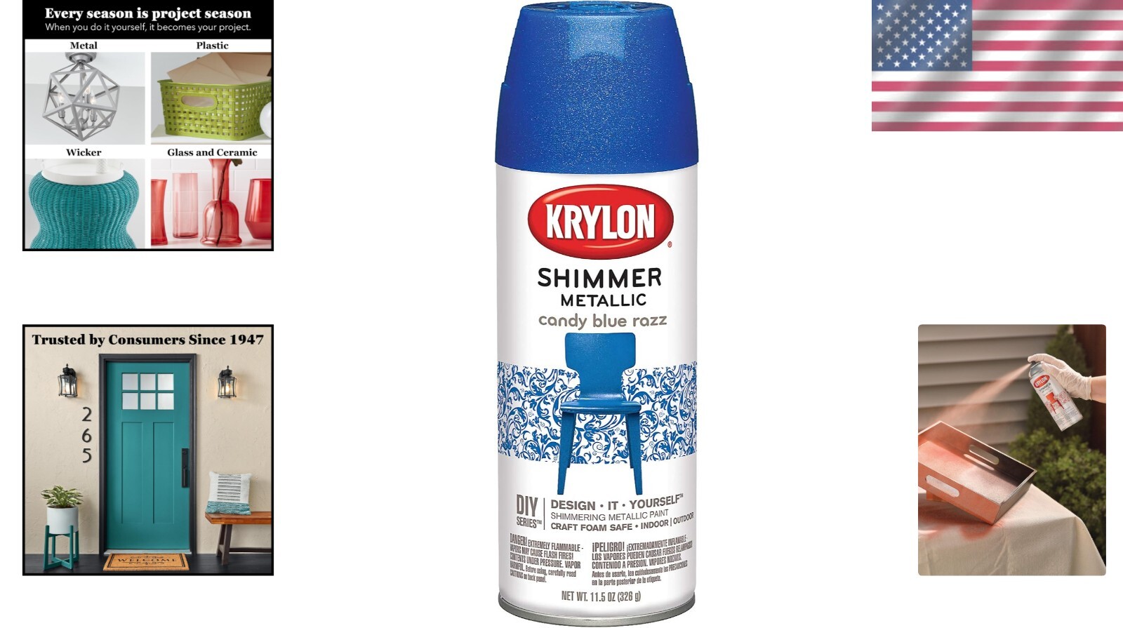 Versatile 11.5-Ounce Blue Shimmer Spray Paint for All Surfaces – Krylon Quality
