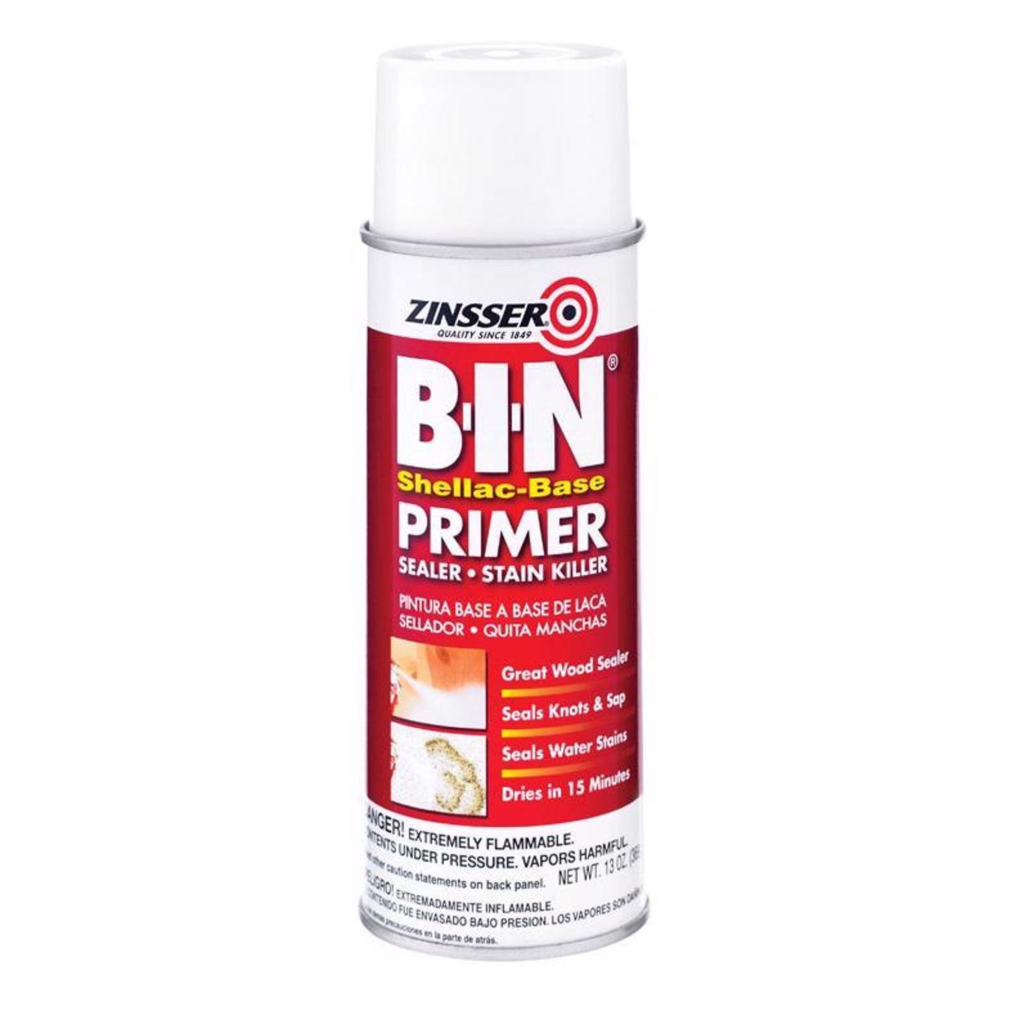 Zinsser B-I-N White Shellac-Based Spray Primer and Sealer 13 oz (Pack of 6)