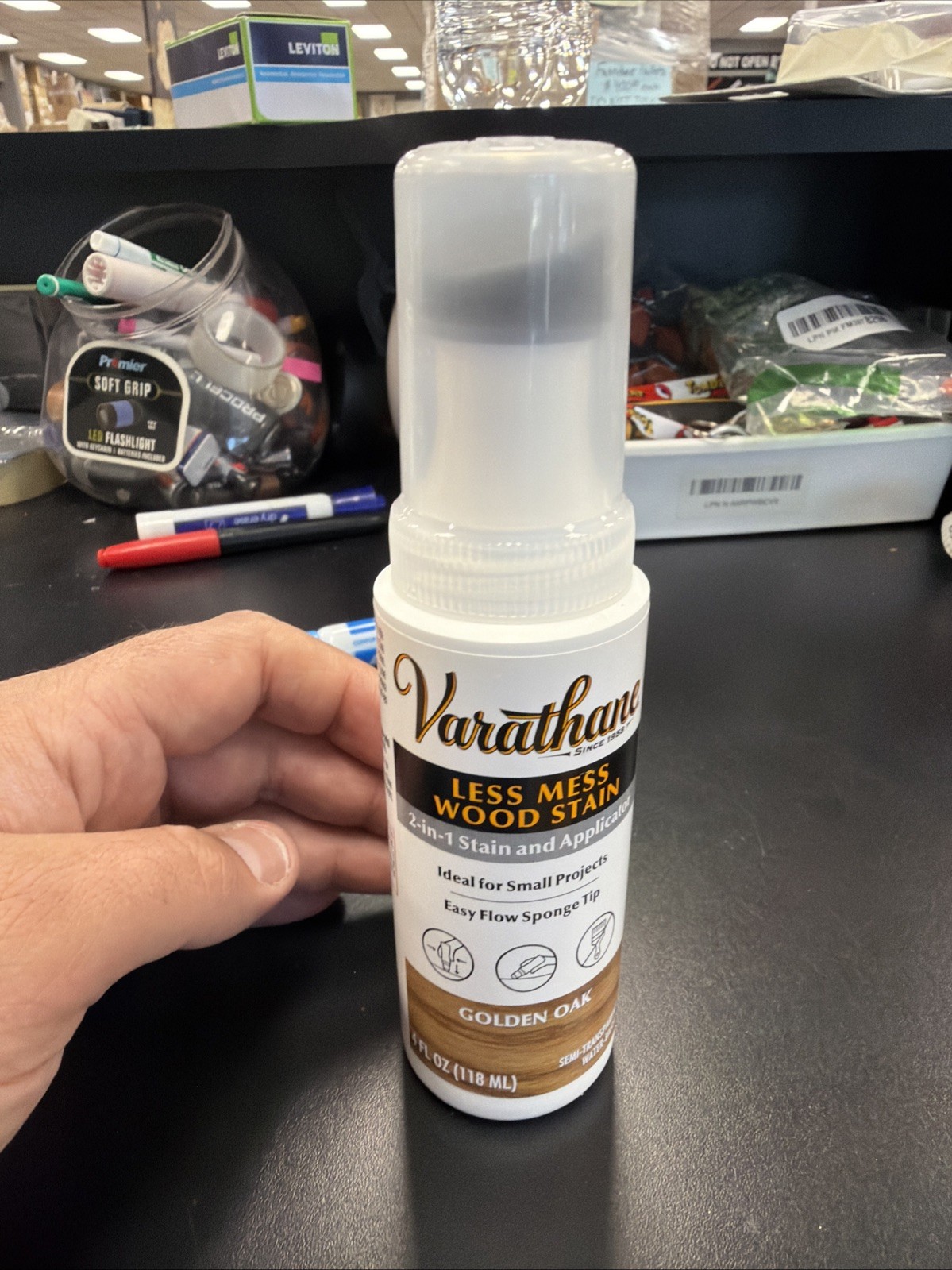 I-7. Varathane 368035 Less Mess Wood Stain and Applicator, 4 Oz, Golden Oak