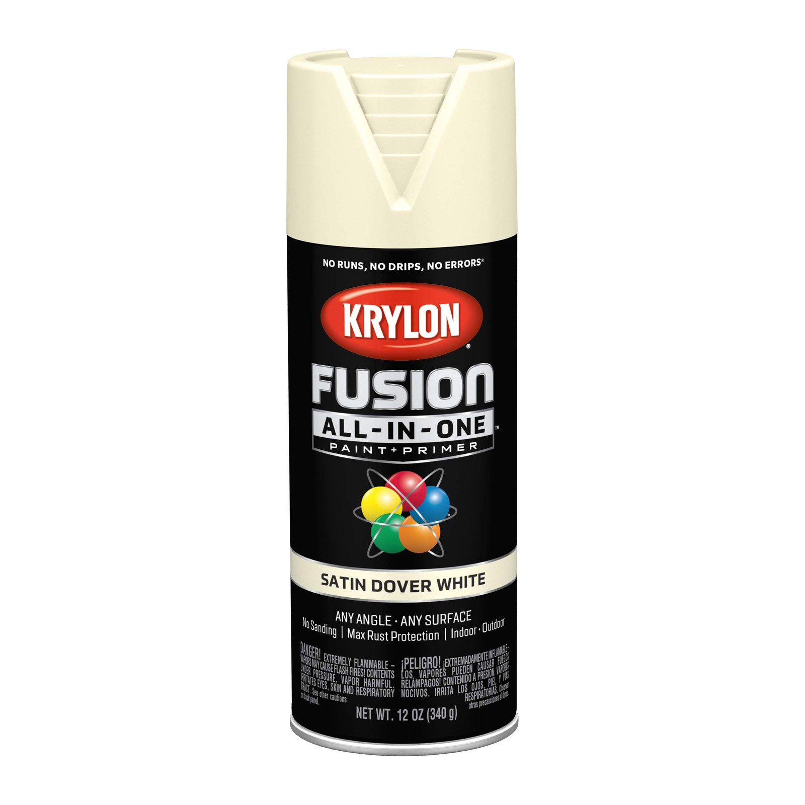 Krylon All In One Spray Paint 12oz Dover White 5X Adhesion Indoor Outdoor Use