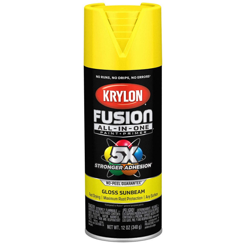 KRYLON K02725007 Spray Paint,Sunbeam Yellow,Gloss,12 oz. 55EG74