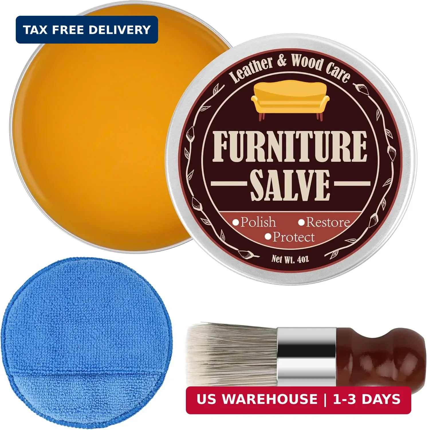 Furniture Salve for Leather & Wood, AHIER 4oz Professional Furniture Repair Salv