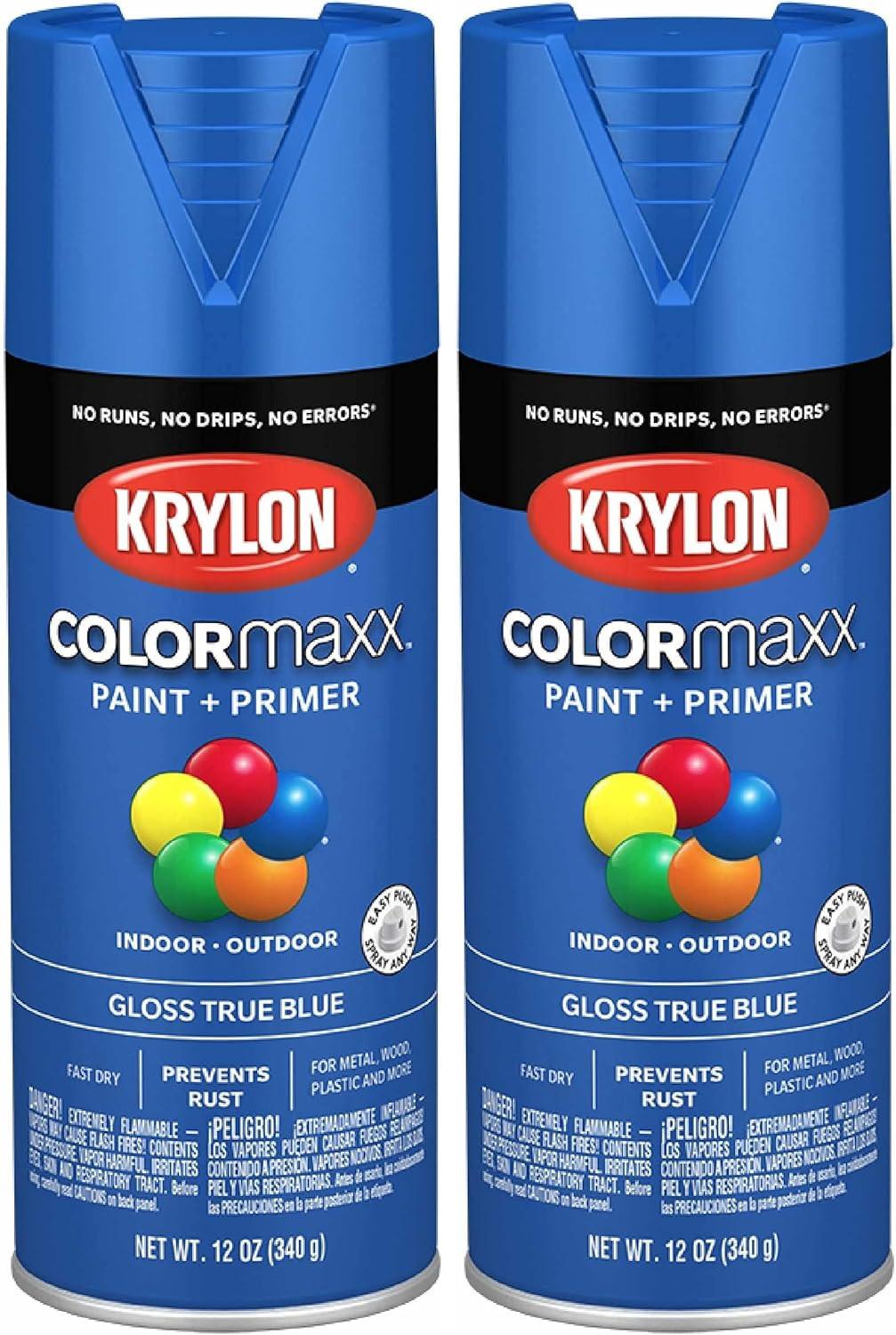 K05543007 Colormaxx Spray Paint and Primer for Indoor/Outdoor Use, Gloss True Bl