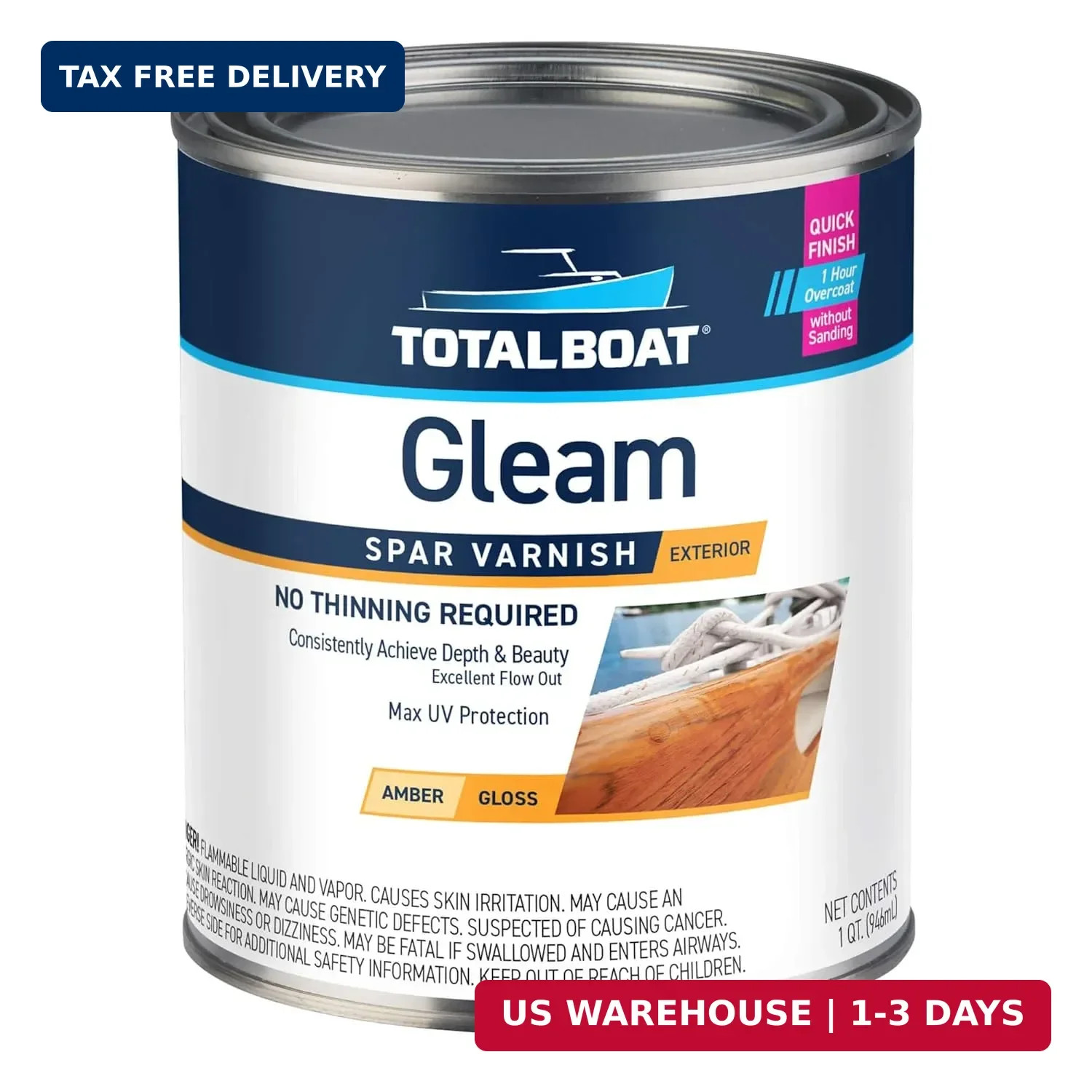 TotalBoat – 409314 Gleam Marine Spar Varnish, Gloss and Satin Polyurethane Fi…