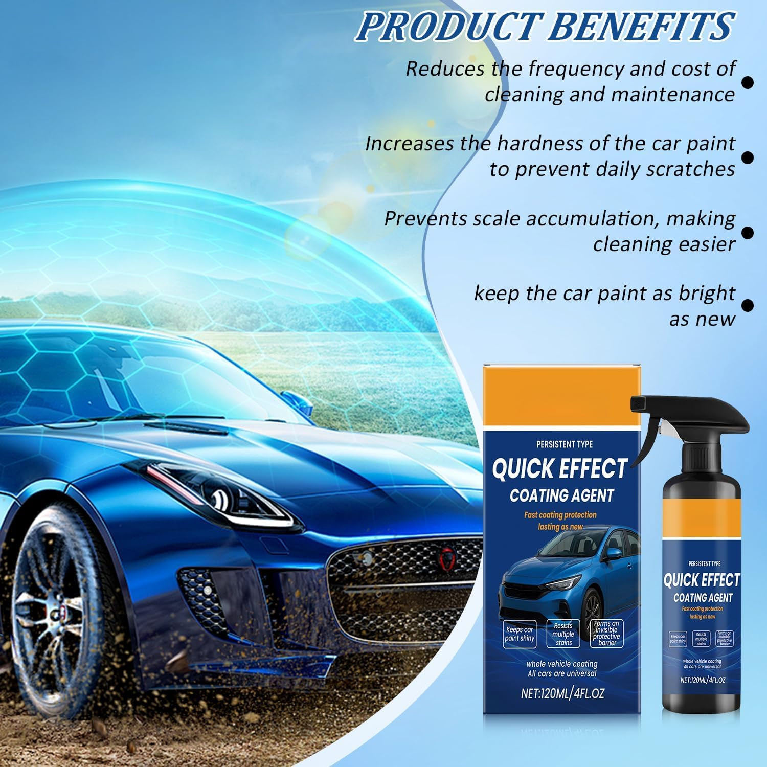 Car Quick Coating Spray, 2-Pack, Advanced Paint Protection, Vehicle Detailing…