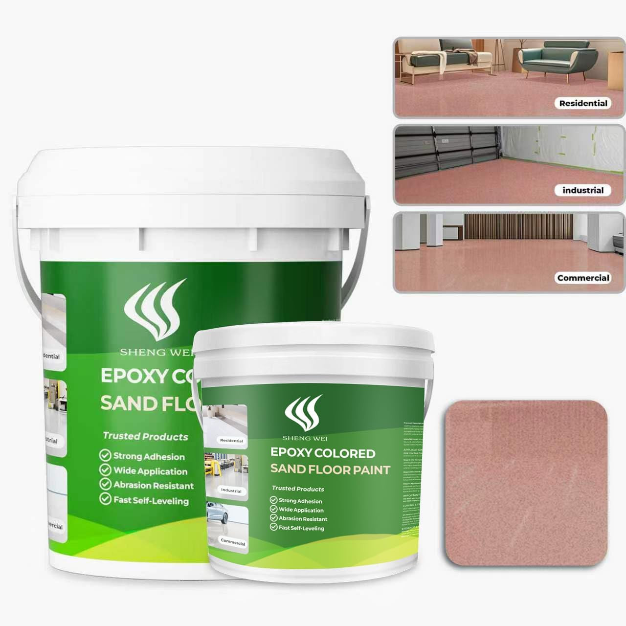 Self Leveling Epoxy Color Sand Floor Paint with Marble Texture Finish, 1 Gallon,