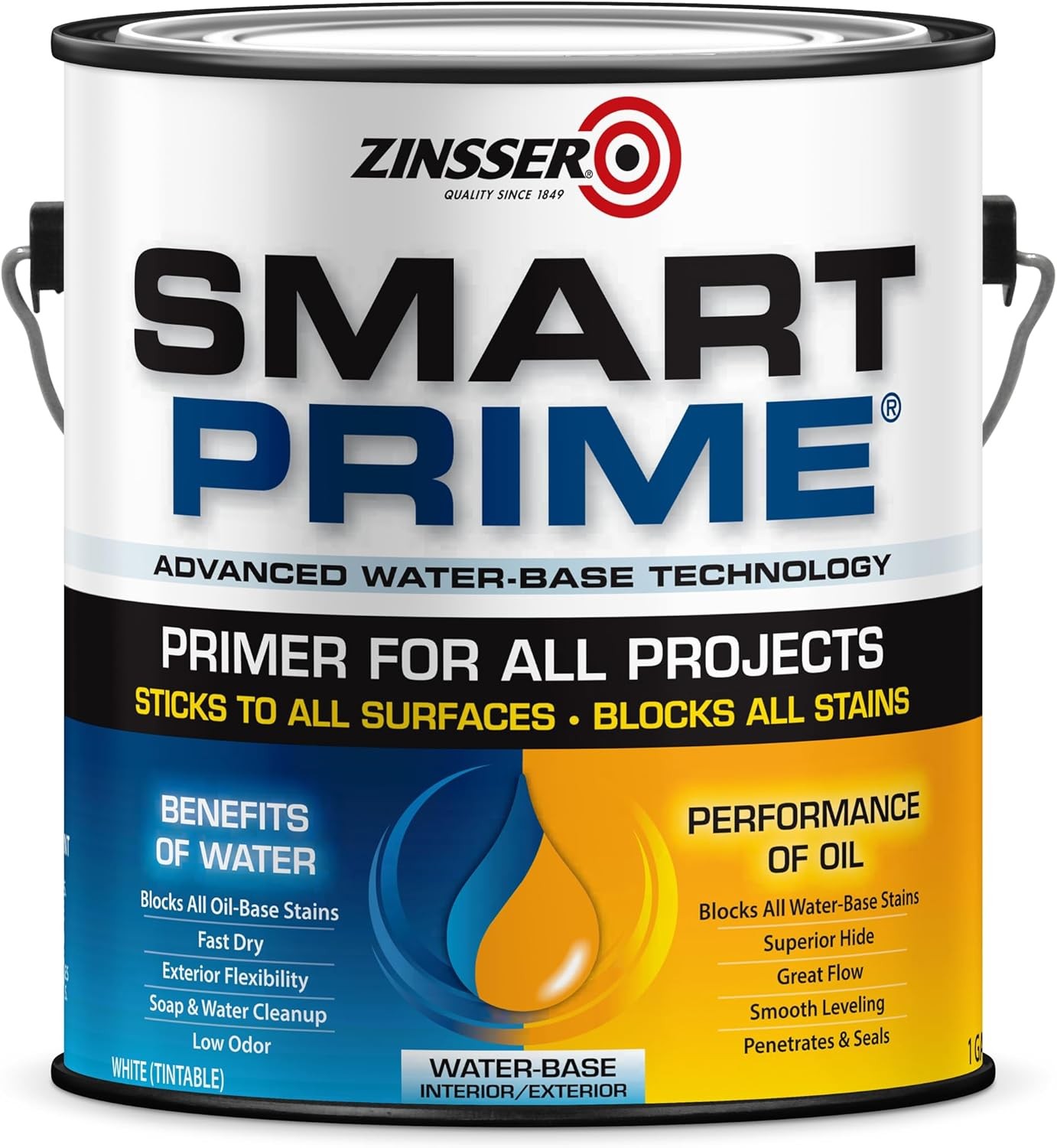 1 gal Zinsser 249729 White Zinsser,Prime Water-Based Interior/Exterior Primer