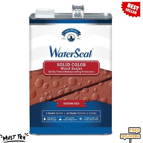 NEW WaterSeal Solid Color Wood Stain & Sealer Sedona Red 1 Gallon
