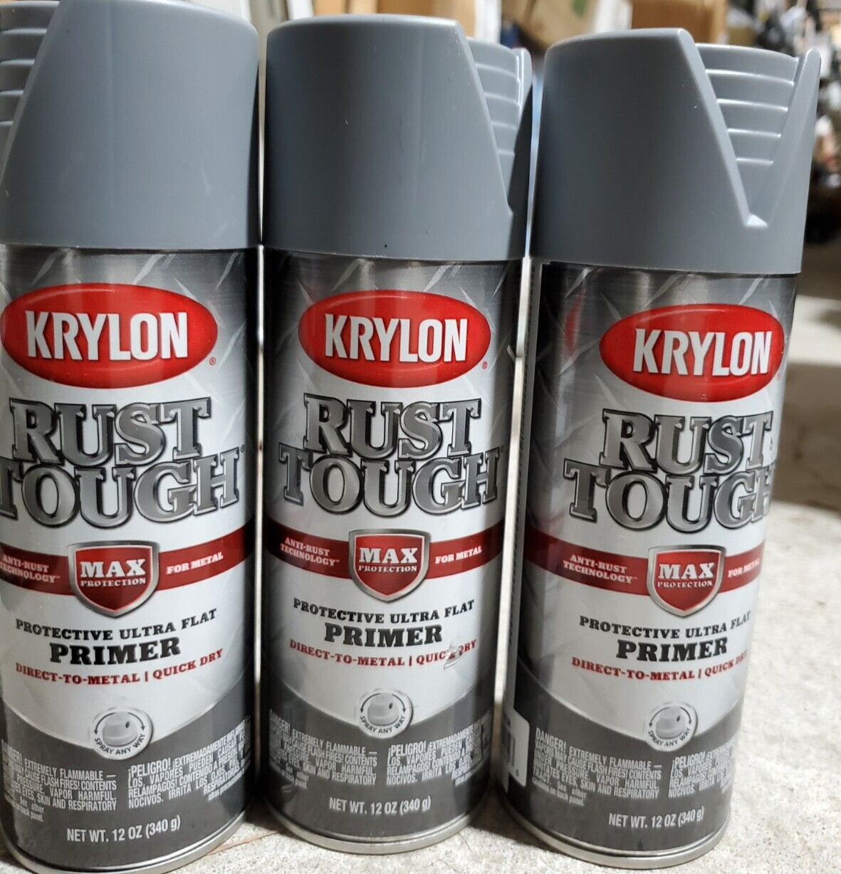 *3PACK* Krylon Rust Tough Grey Primer – Quick Dry – 12oz – RTA9205