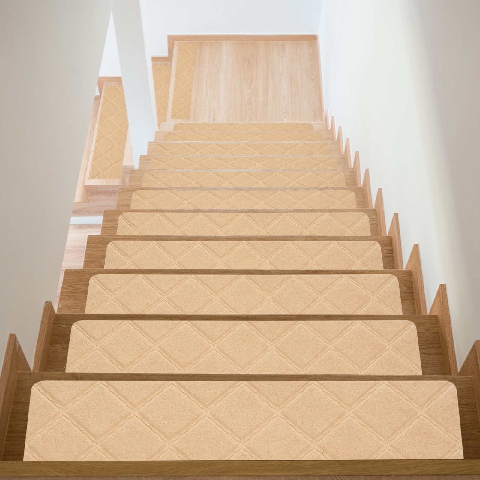 Non Slip Stair Treads 10Packs 8″x30″ Carpet Mat for Indoor Wooden Stairs, Beige