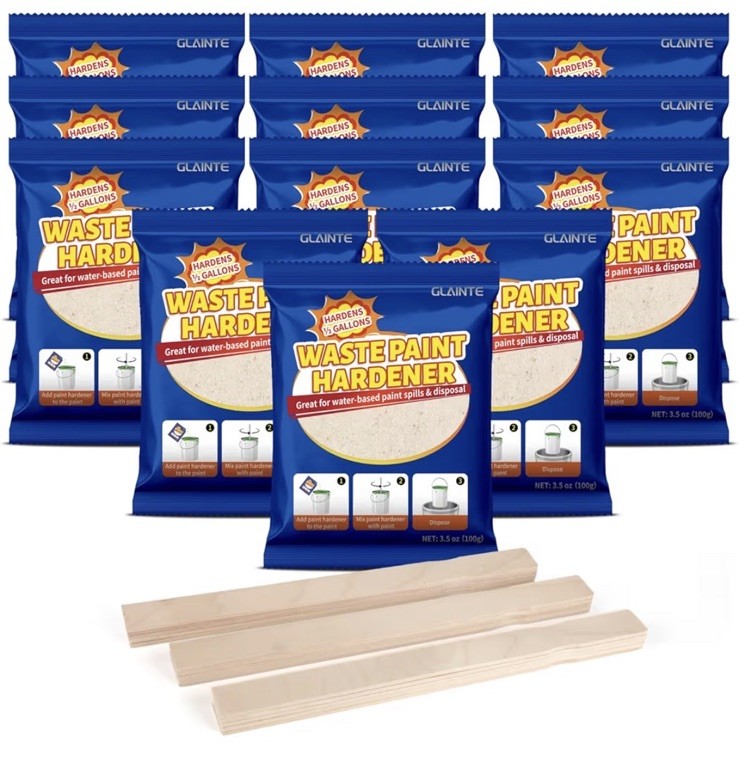 Waste Away Paint Hardener 12 Packs, 3.5oz – Fast Acting Solid Hardener-