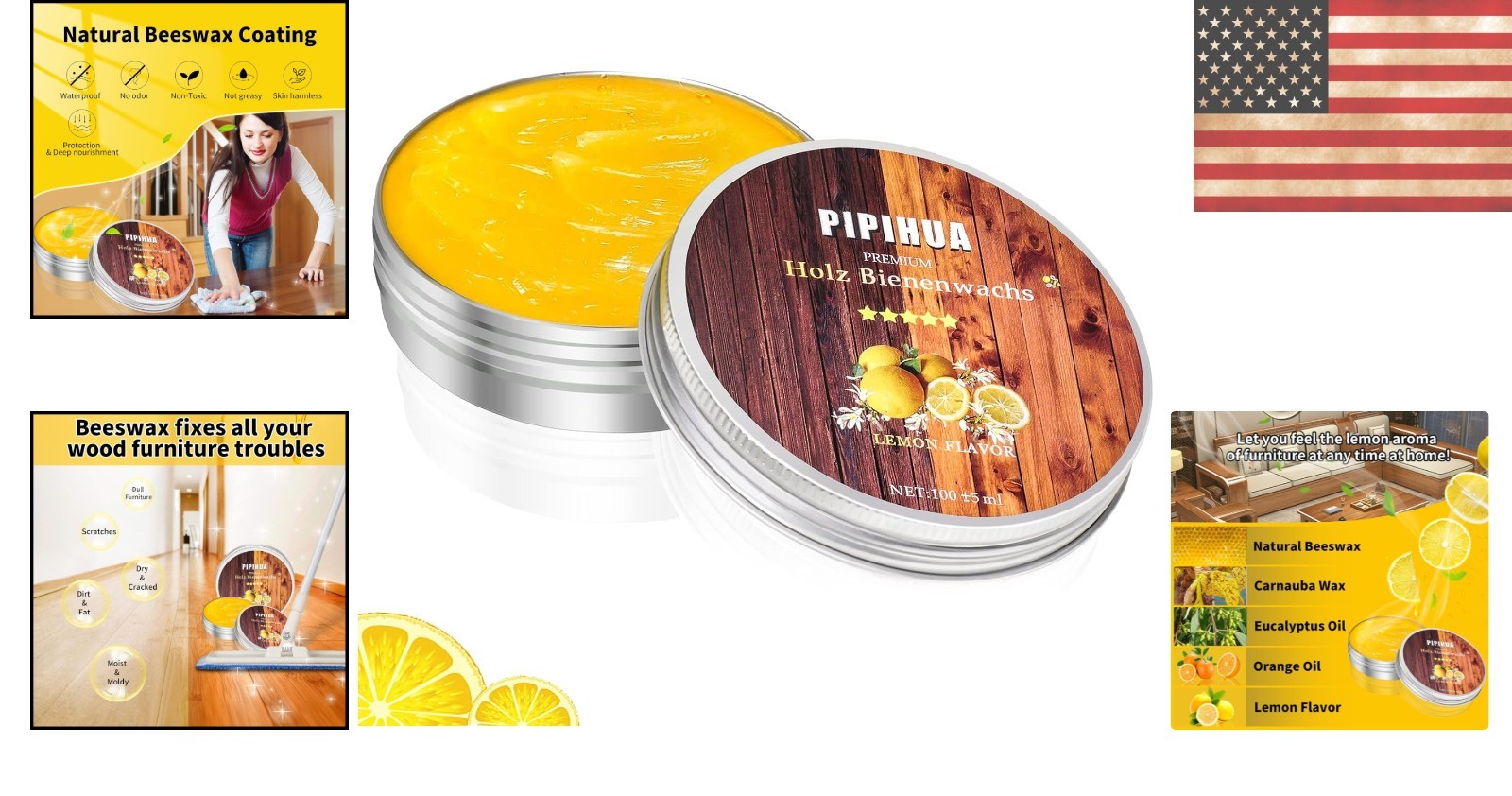 Natural Beeswax Polish & Conditioner for Wood – 100g, Waterproof & Non-Toxic