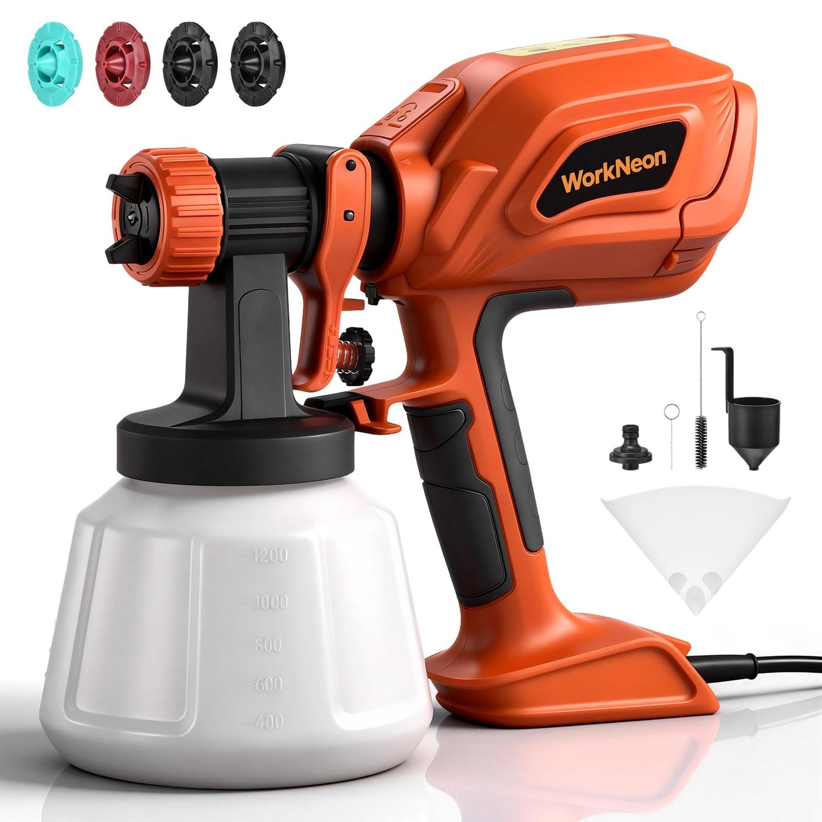 Paint Sprayer for House Painting, 800W HVLP Spray Paint Gun with 4 Nozzles an…