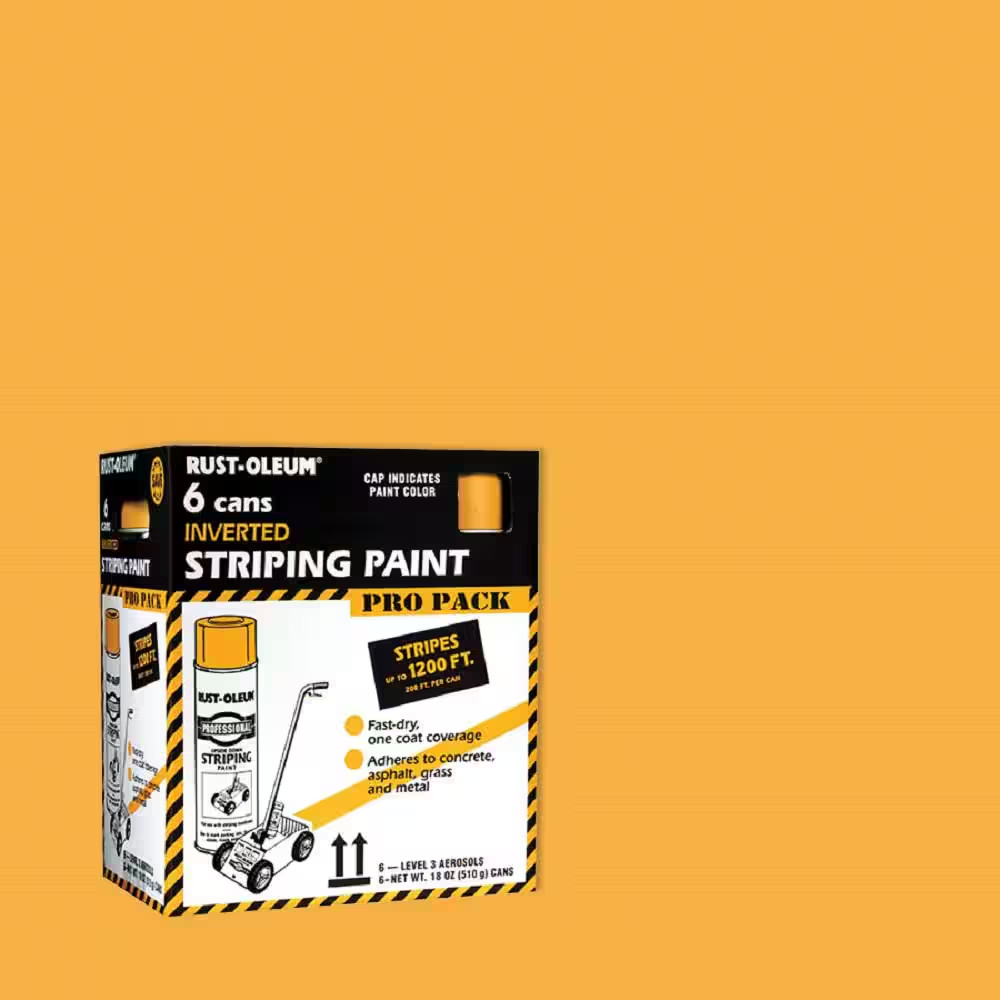18 Oz. Flat Traffic Yellow Inverted Striping Spray Paint (Contractor 6-Pack)