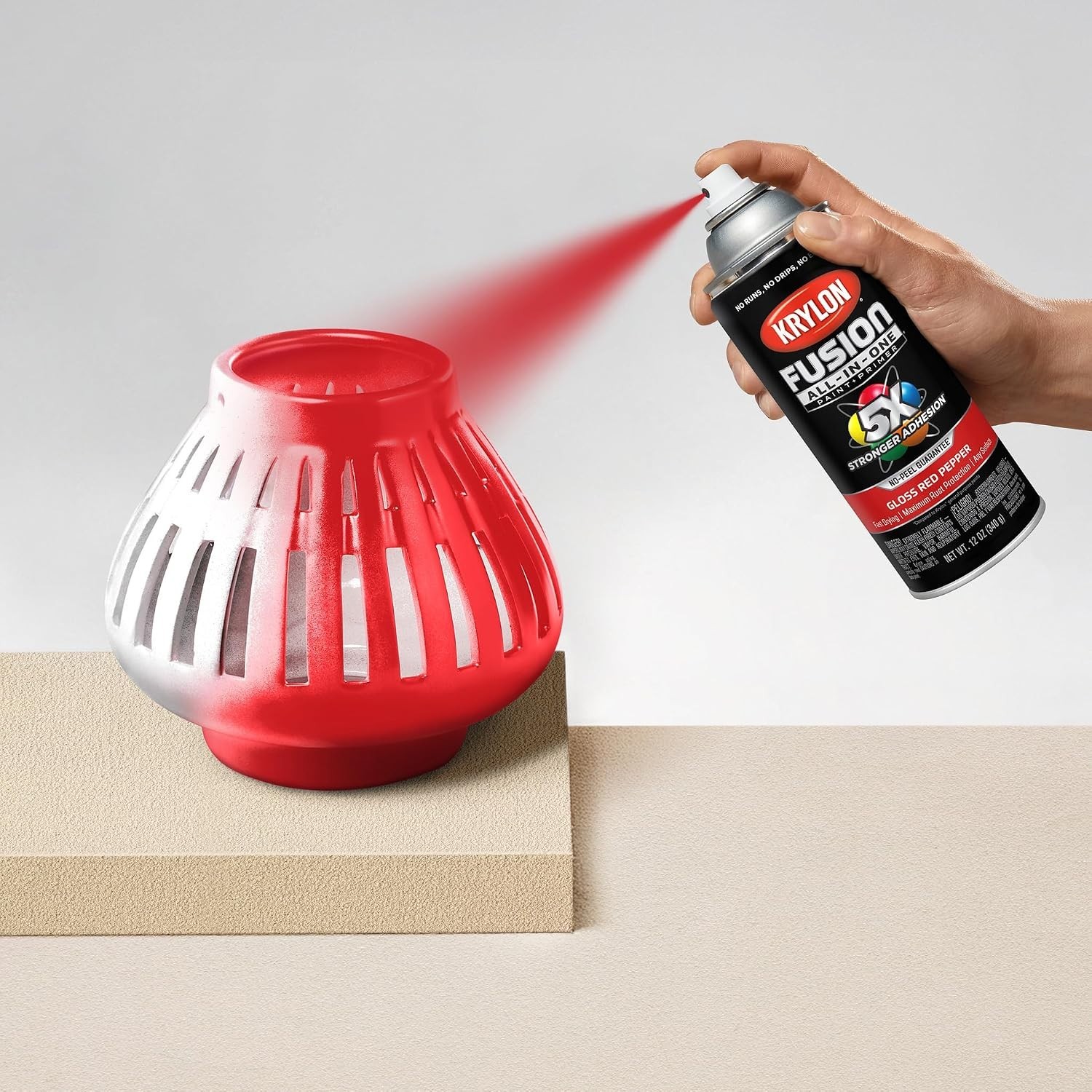 Fast-Drying Red Pepper Gloss Spray Paint & Primer, 12 oz Rust Resistant Can