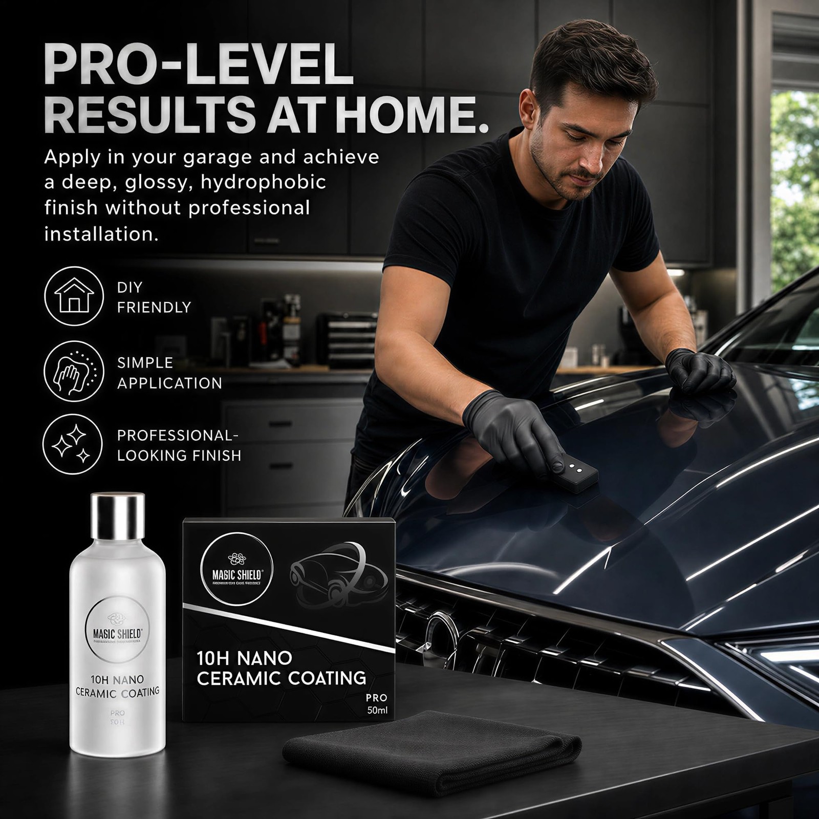 Magic Shield PRO 10H SiO2 Ceramic Coating for Cars, 50 mL | Self-healing fini…