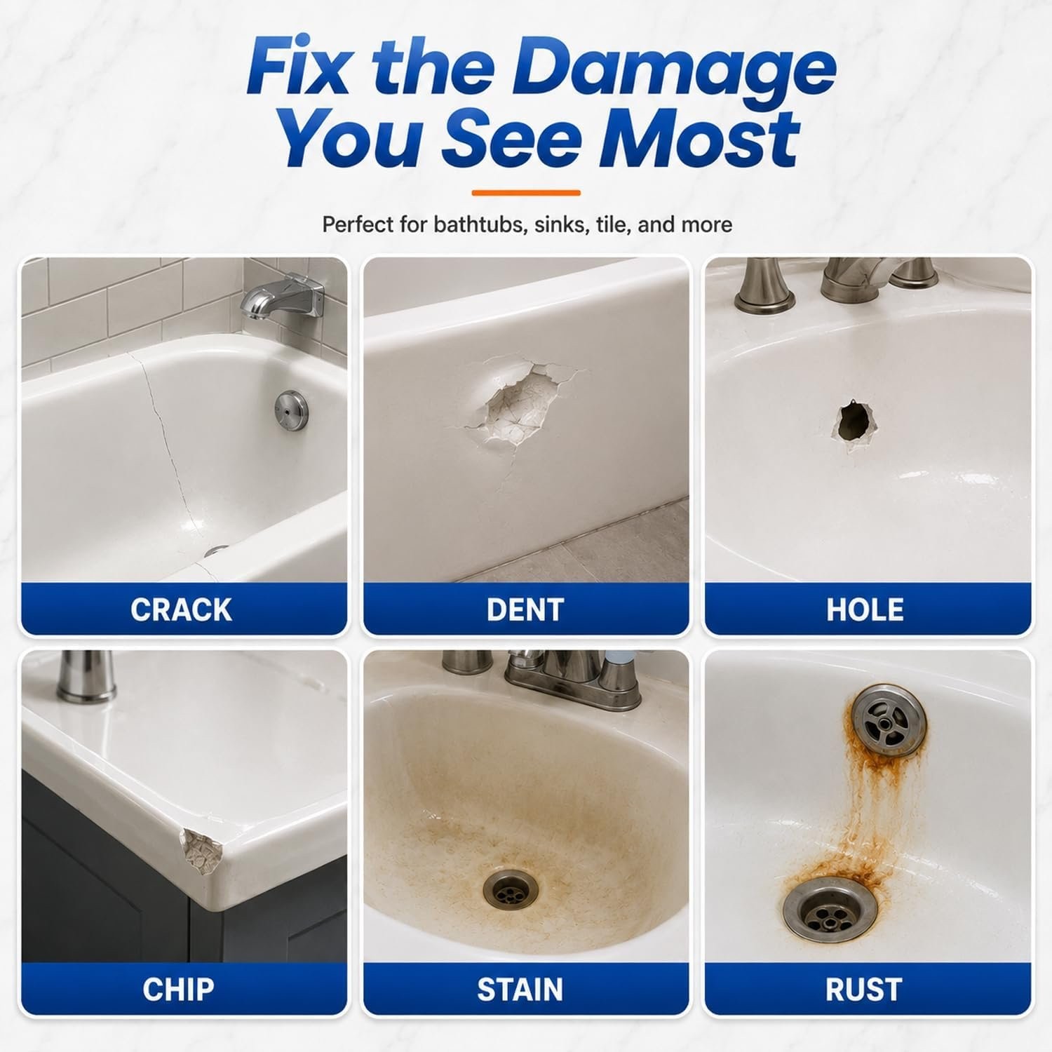 Quick Repair Kit for White Porcelain Sinks, Tubs & Tiles – Easy DIY Solution