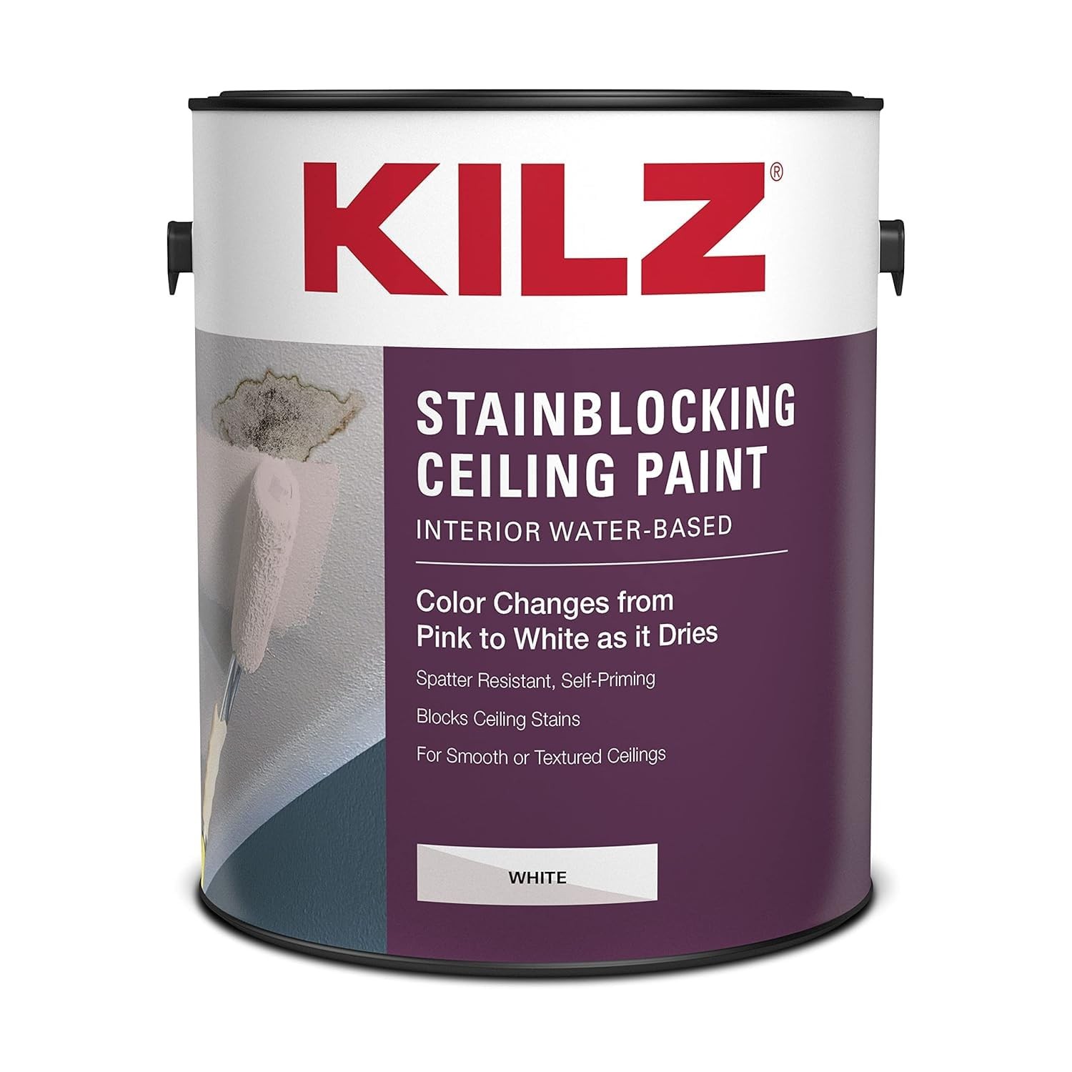 KILZ Color Change Stainblocking Ceiling Paint, Interior White, 1 Gallon