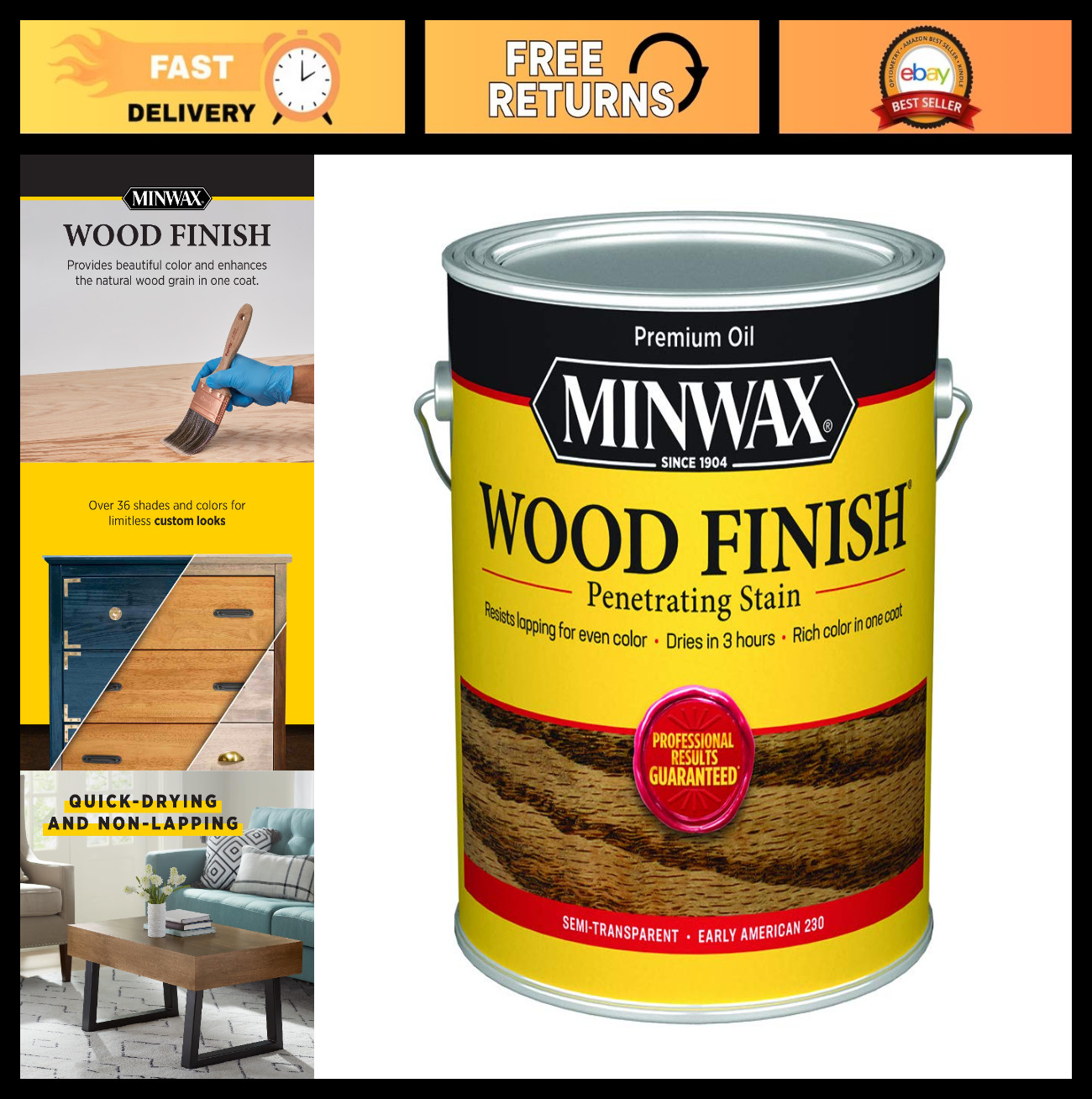 250 VOC Compliant Wood Finish Stain – Early American Color, 1 Gallon Size