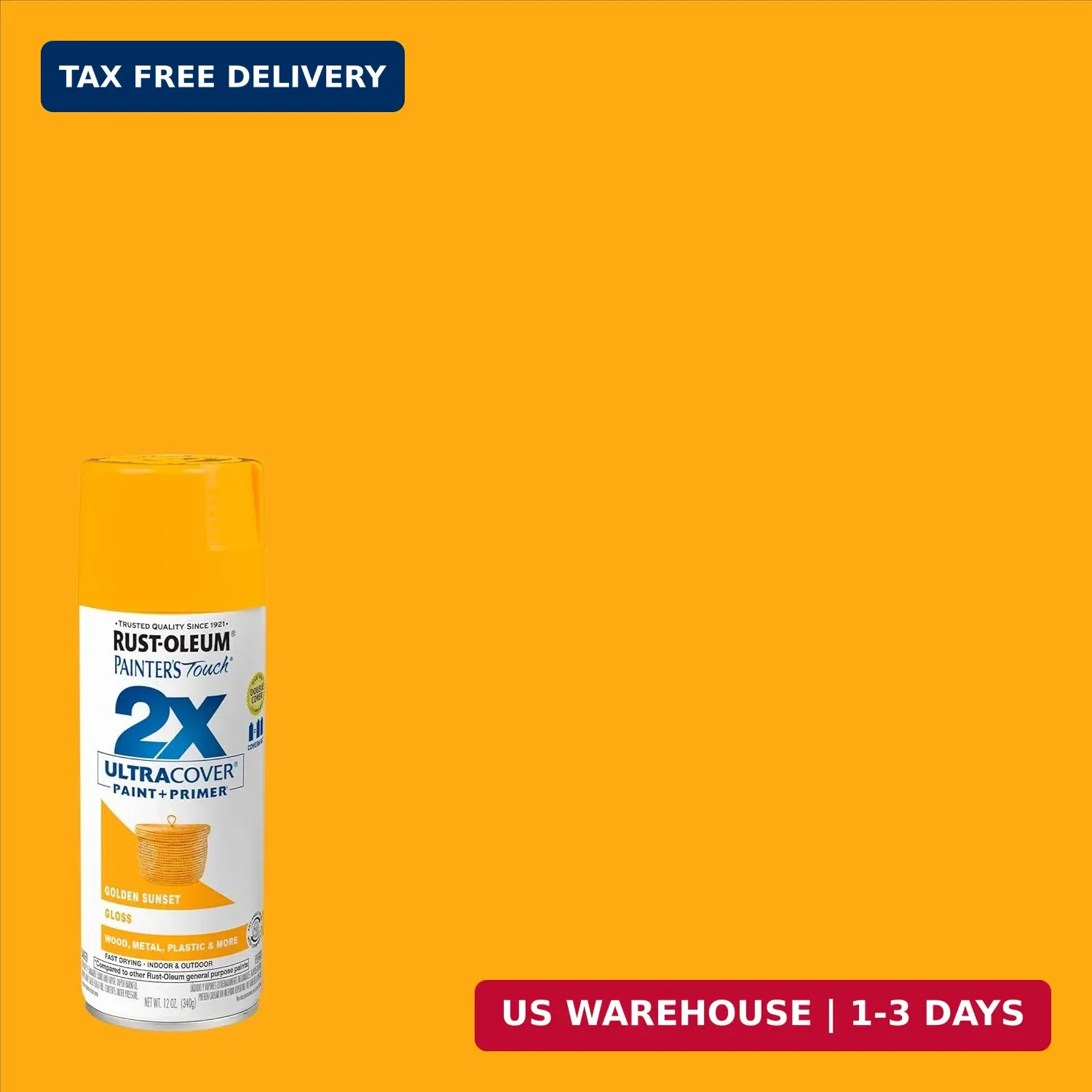 Rust-Oleum 299910 Painter’s Touch 2X Ultra Cover Spray Paint, 12 oz, Gloss Golde