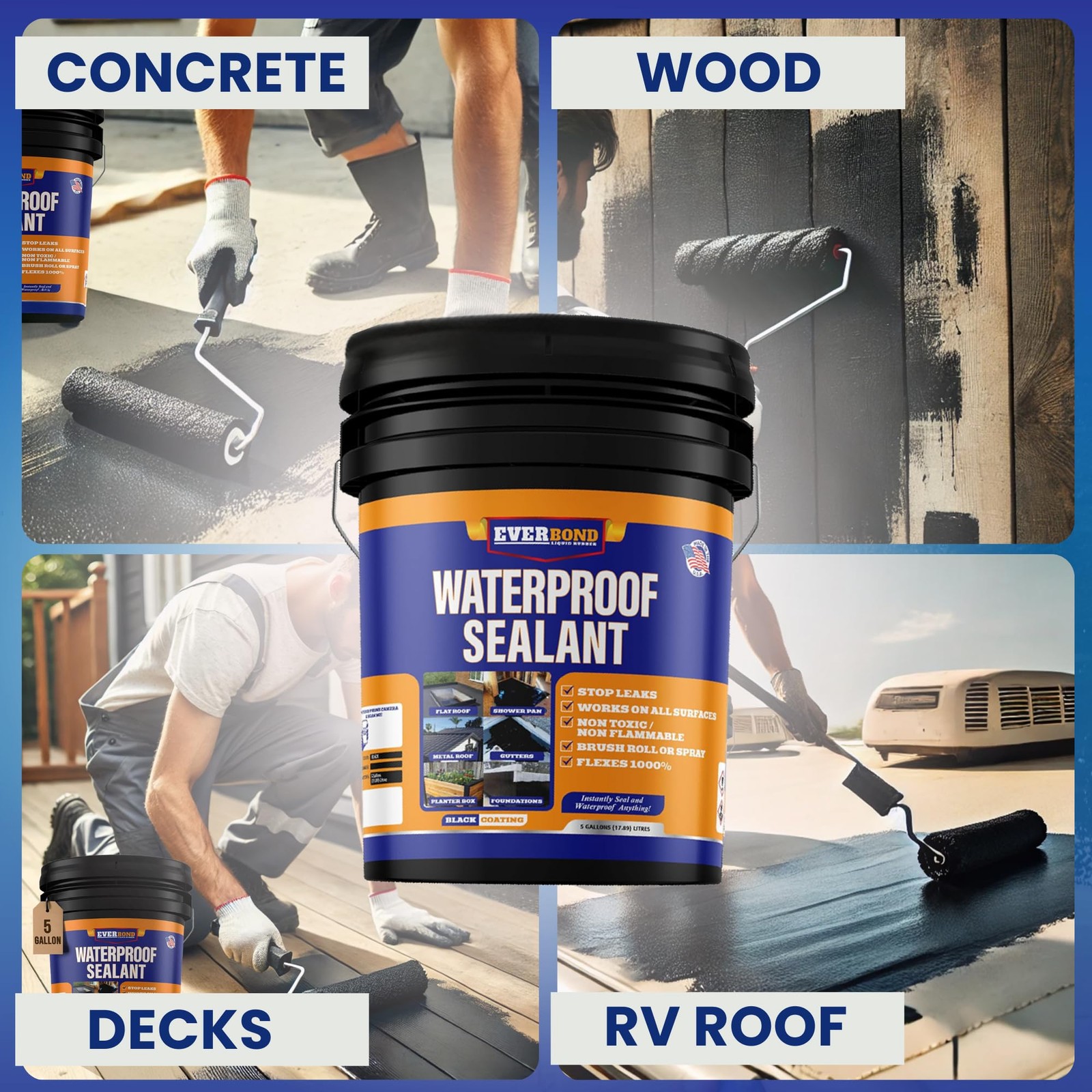 Liquid Rubber Waterproof Sealant – Paint – All Surface Leak Black
