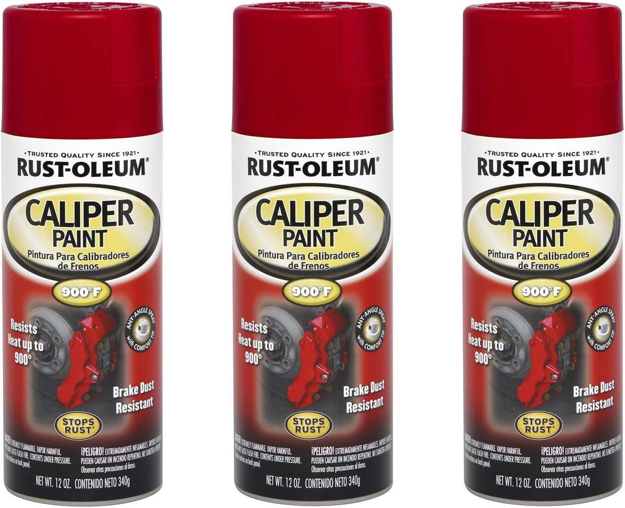 251591-3PK Caliper Spray Paint, 12 Oz, Red, 3 Pack