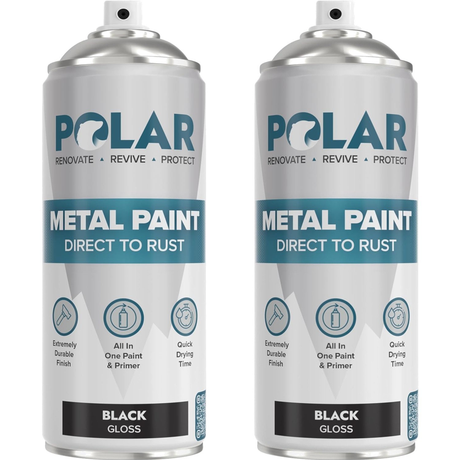 High-Performance Polar Gloss Black Direct to Rust Spray Paint – 2 x 13.5 Fl Oz