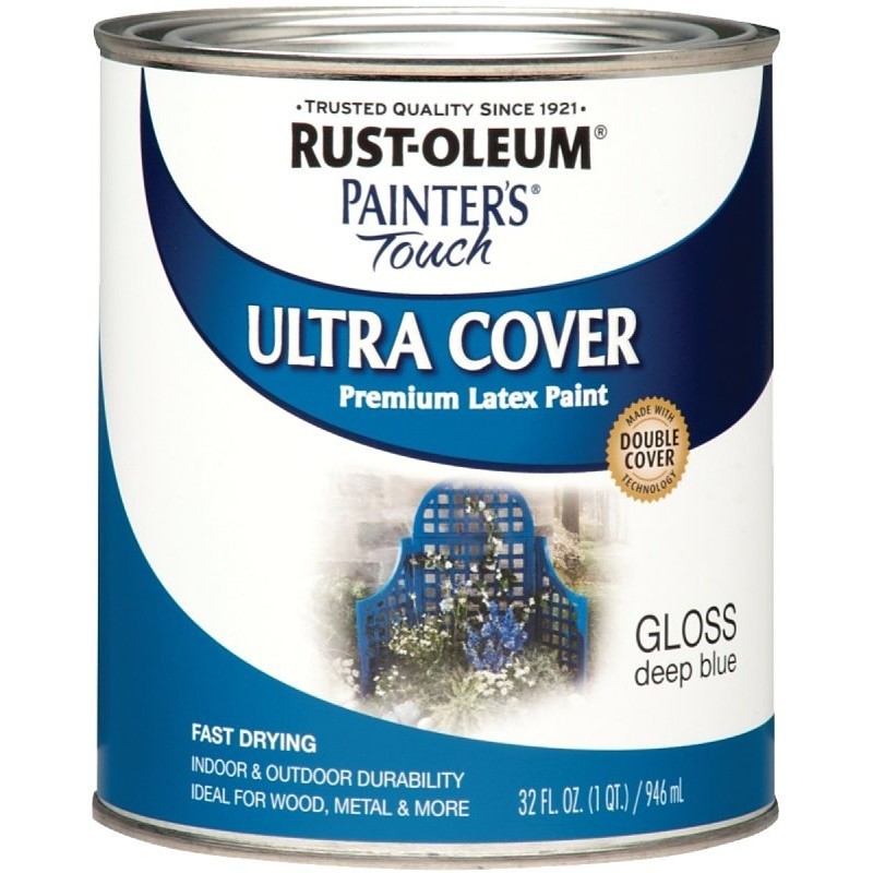 Rust-Oleum 224428T Enamel Paint, Water, Gloss, Deep Blue, 1 qt, Can, 120 sq-ft C
