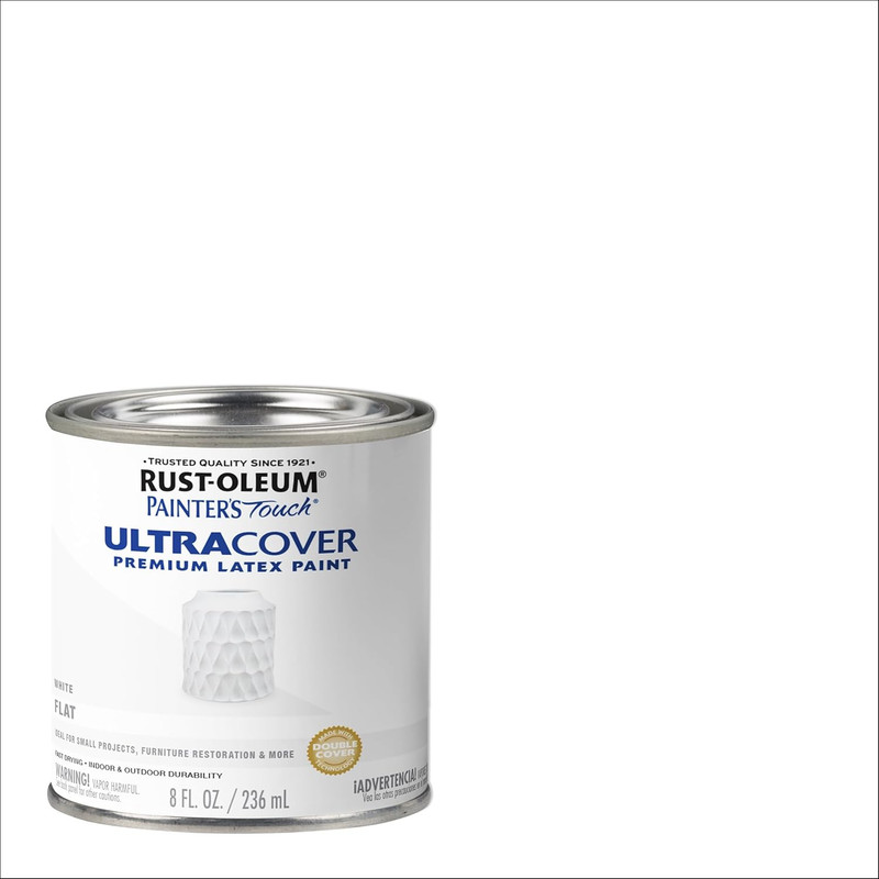 Rust-Oleum Painter’s Touch Latex Flat White – Interior & Exterior Brush-On Paint