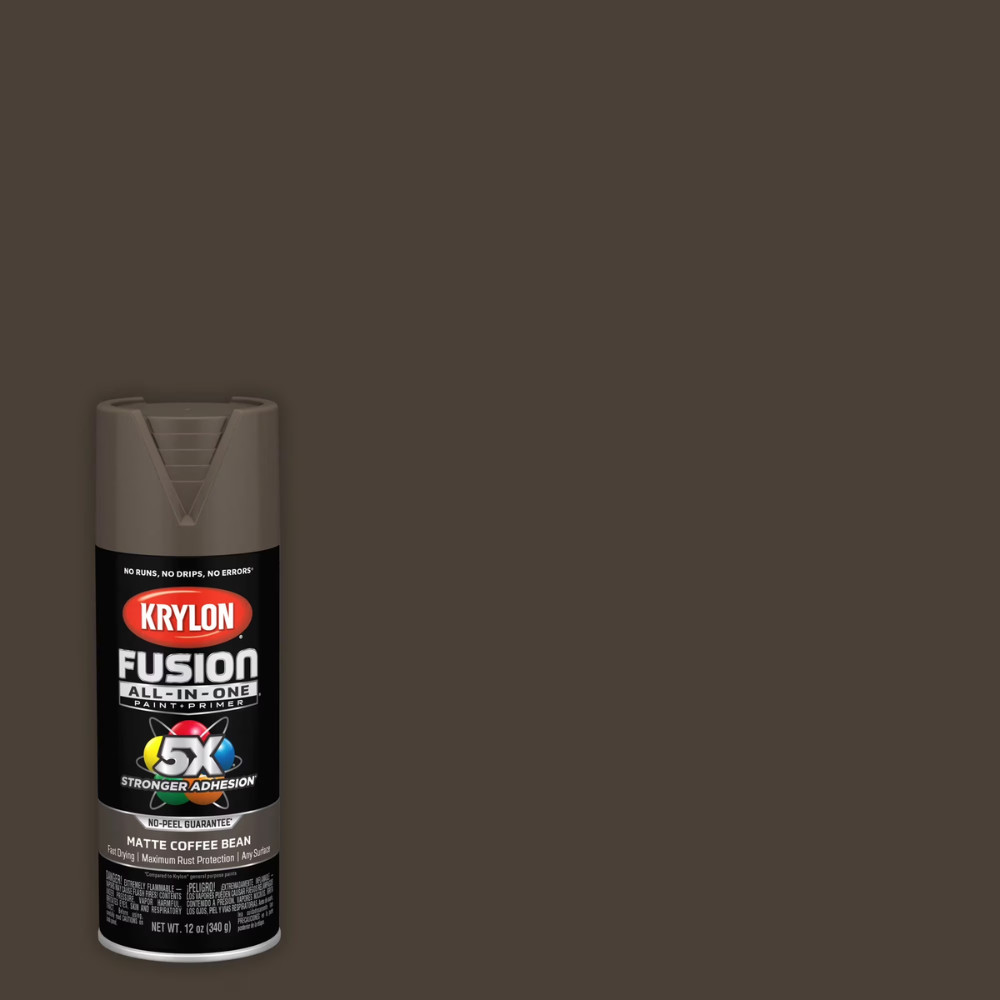 (4 Pack) Krylon K02900007 Fusion All-In-One Matte Coffee Bean Spray Paint, 12oz
