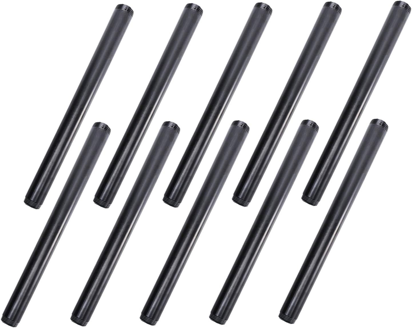 3/4″ X 12″ Black Painted Iron Pipe, Home TZH 10 Pack Threaded Black Paint Finish