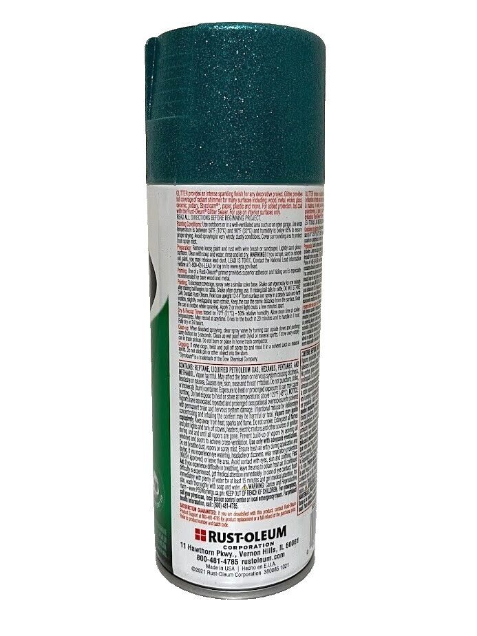 Rust-Oleum Glitter Turquoise Green Spray Paint 10.25 oz Intense Sparkling