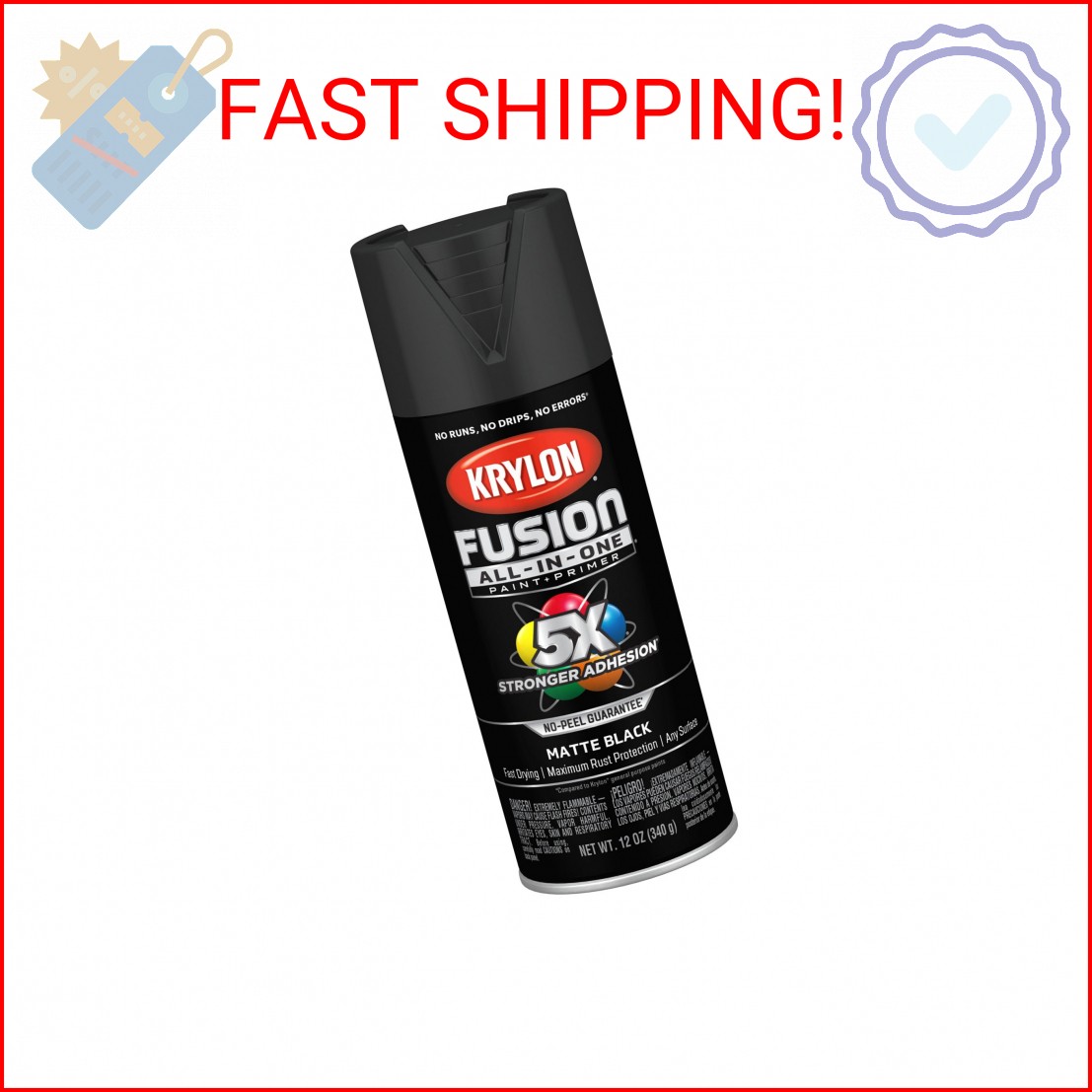 Krylon Fusion All-In-One, Matte, Black, 12 oz