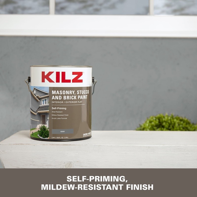 Self-Priming Masonry Stucco Brick Paint Interior Exterior Flat Durable Finish US
