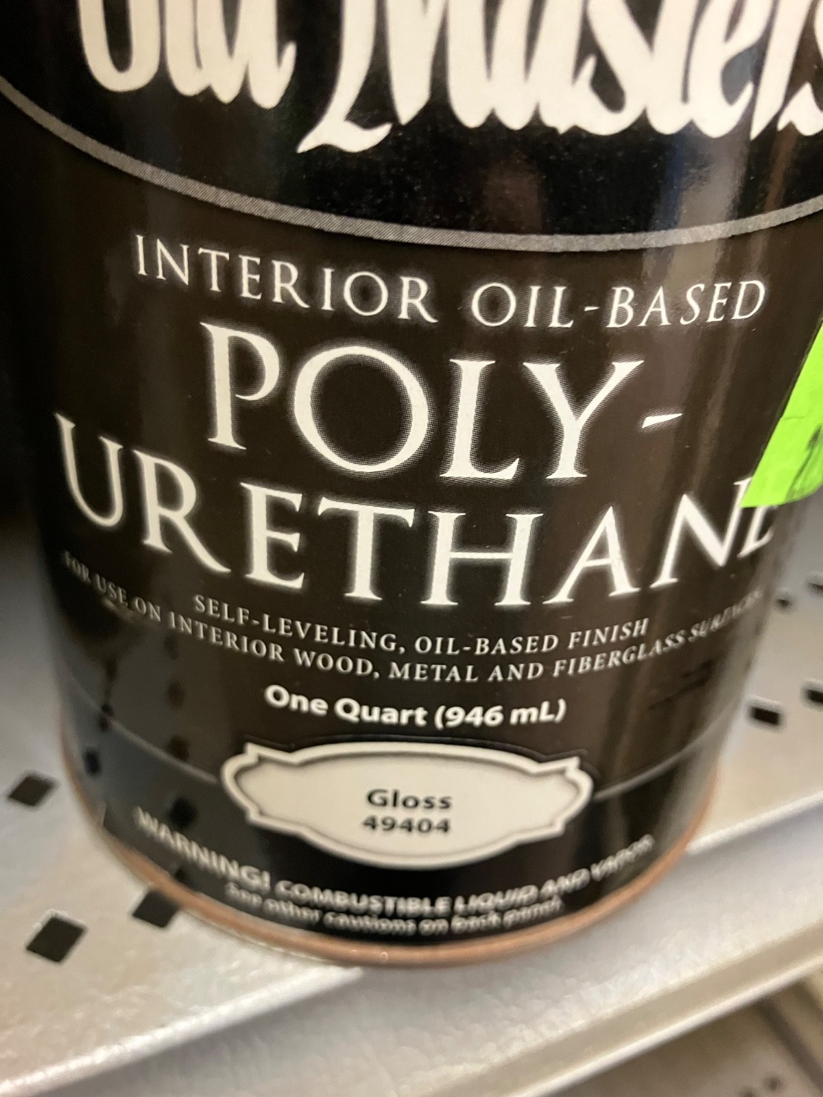 OLD MASTERS, 1 Quart 49404 Polyurethane Oil-Based Finish GLOSS, Clear
