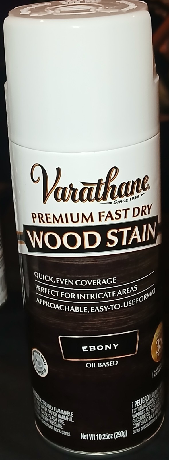Varathane Premium Fast Dry Wood Stain Spray 10.25 oz Oil Based Ebony Black NEW