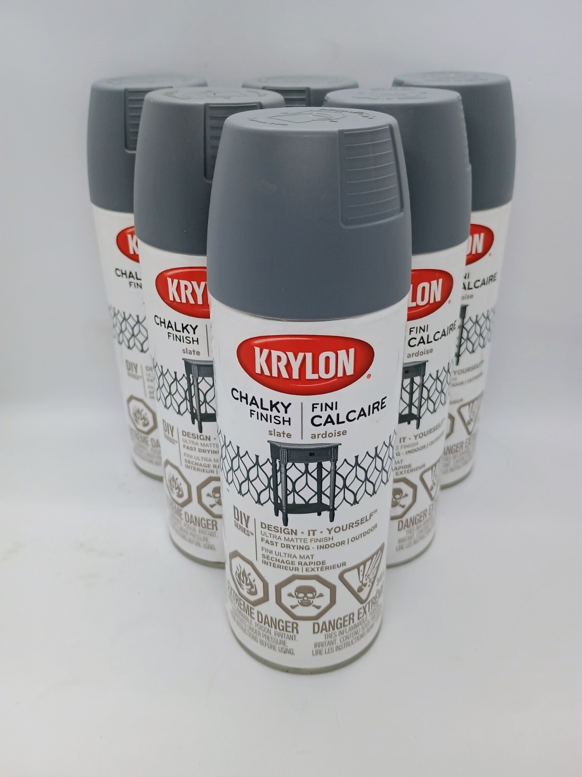 6 Cans Krylon K04103000 Chalky Finish Spray Paint, Slate, 12 Ounce