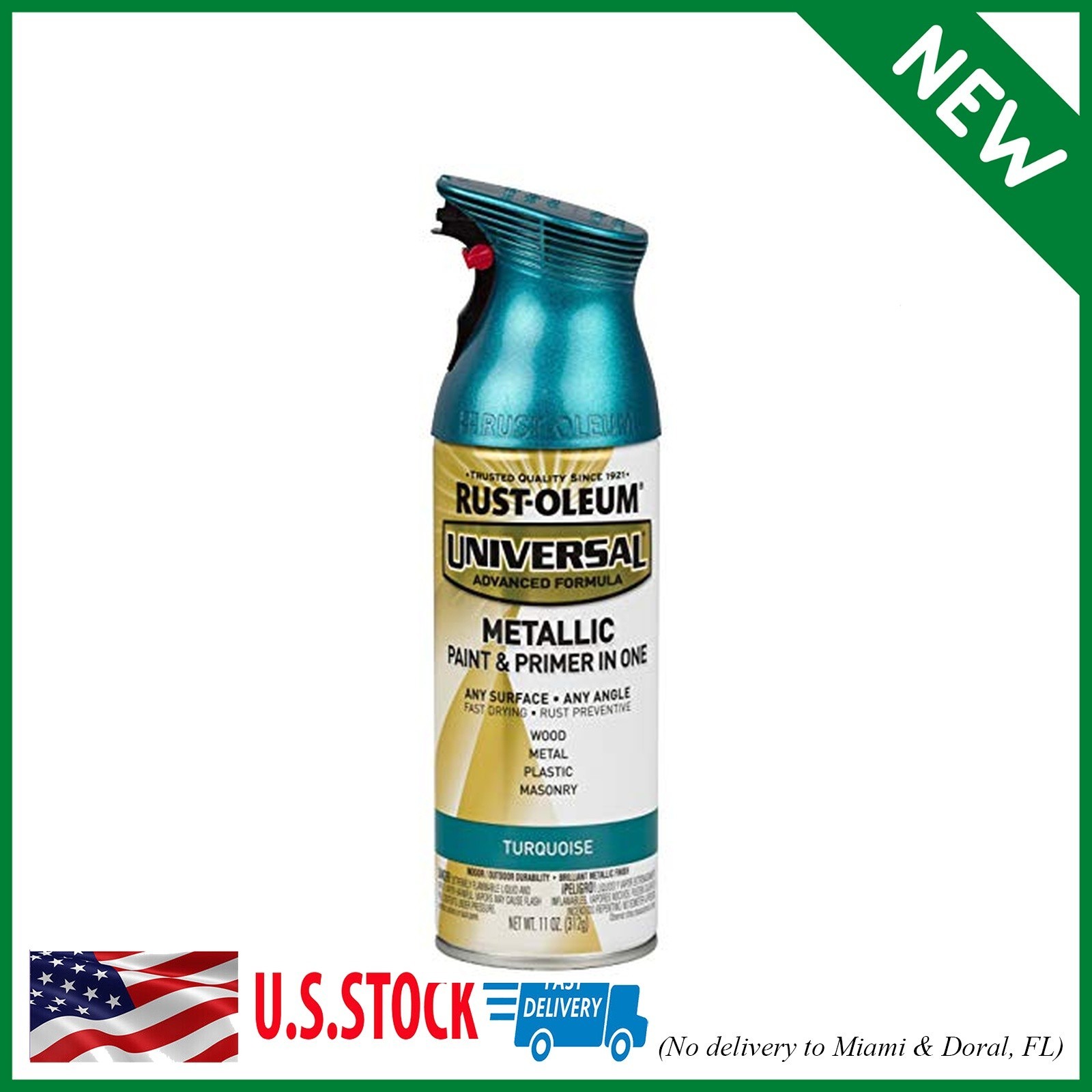 Rust-Oleum 330480 Universal All Surface Metallic Spray Paint, 11 oz, Turquoise
