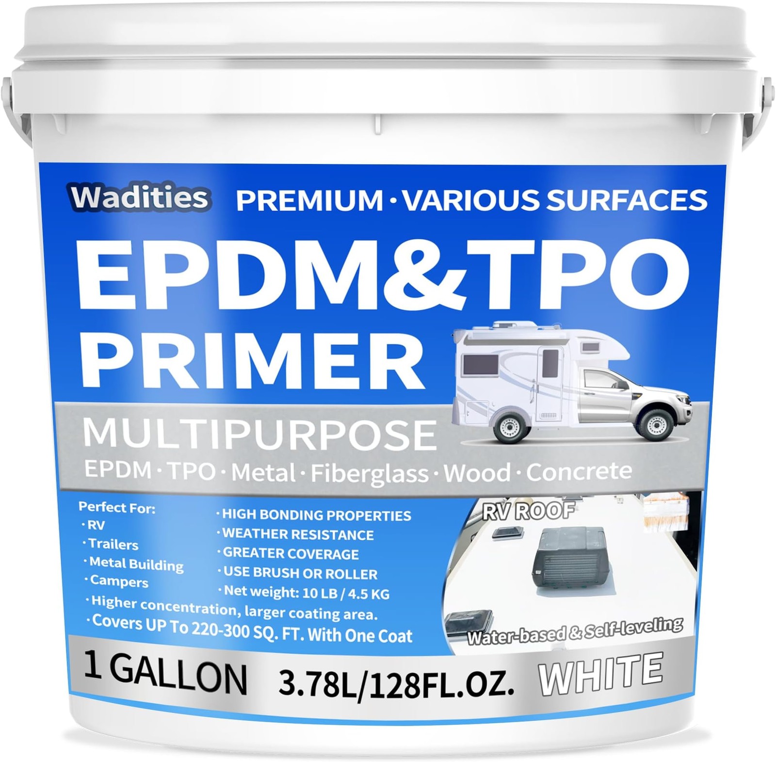 Wadities EPDM and TPO Primer White, Multi-Purpose RV Roof Primer, Use on Rubb…