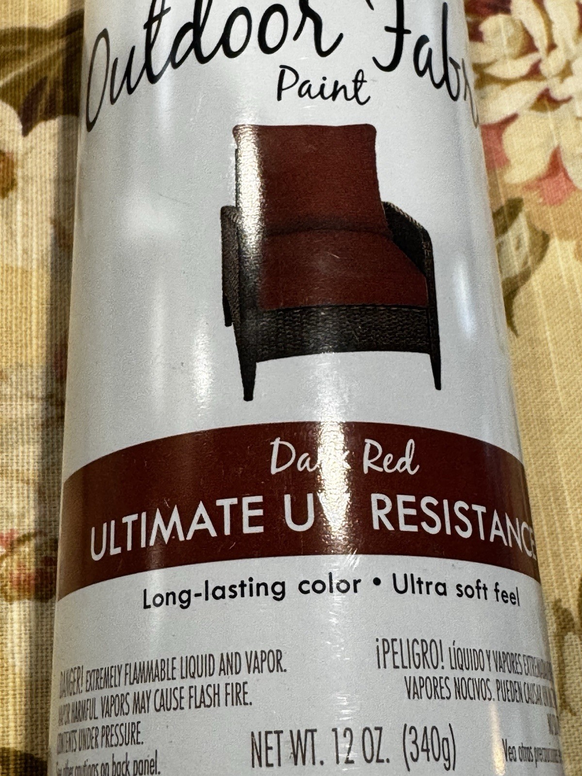 Rust-Oleum Outdoor Fabric Spray Paint, UV & Weather Resistant, 12oz Dark Red