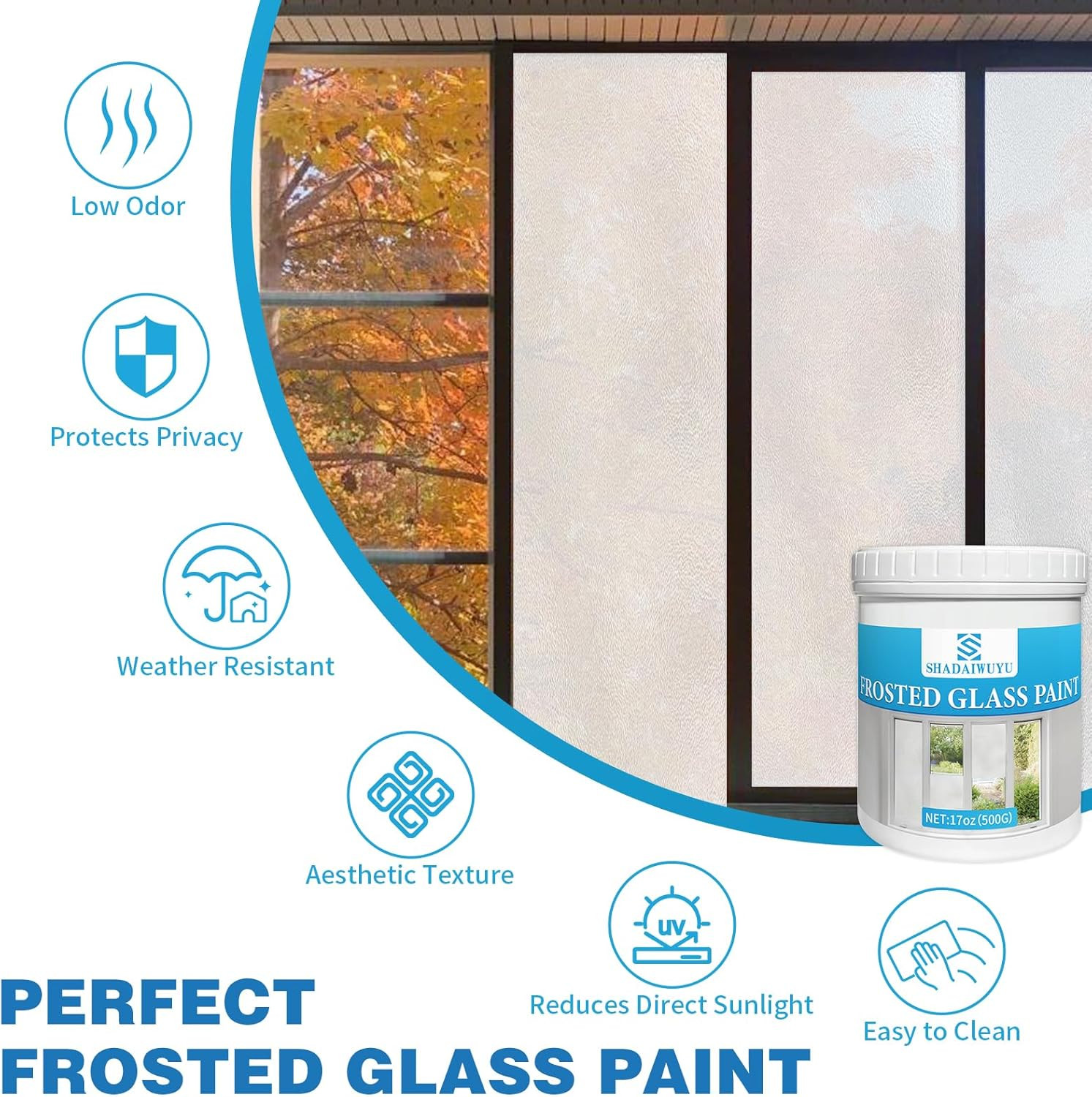 Frosted Glass Paint for Windows,35Oz Privacy Windows Paint, Waterproof & UV Resi