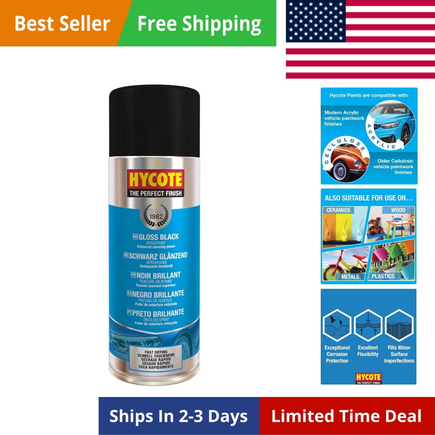 Black Spray Paint, Gloss Black, 13.5 Oz – Fast Drying, UV & Weather Resistant…