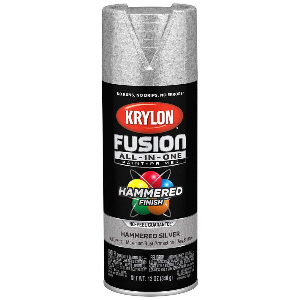KRYLON K02788007 Hammered Spray Paint,Silver,12 oz. 55EG82