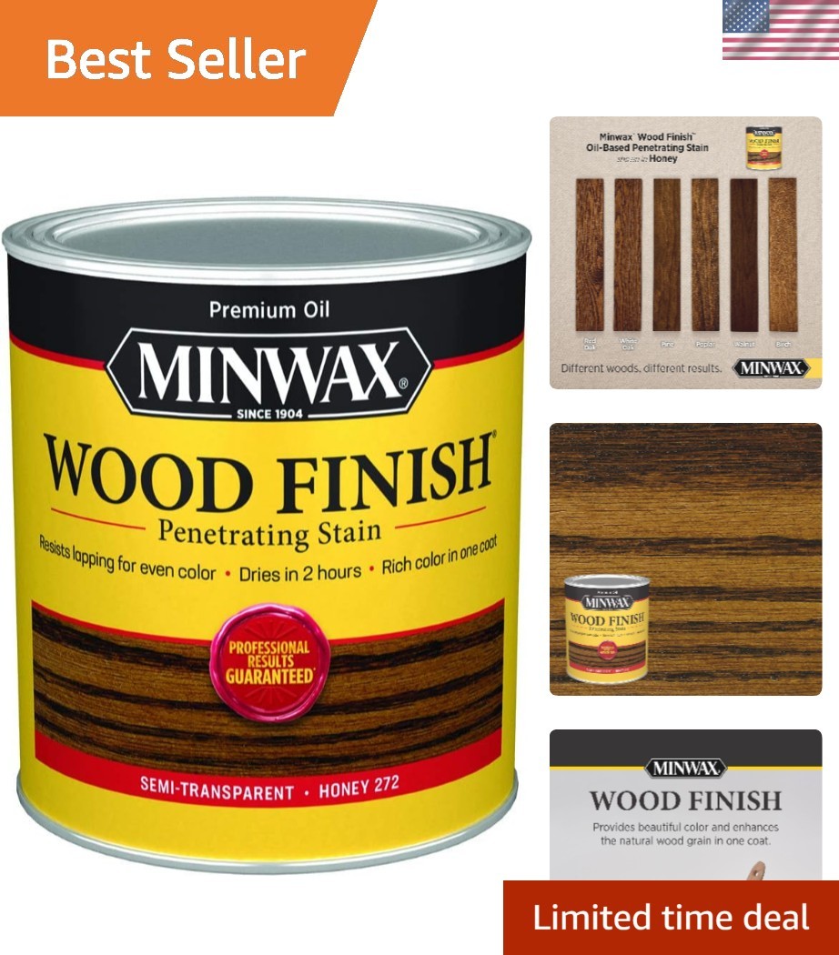 Honey Wood Stain – Rich Oil-Based Finish for Interior Wood Projects, 1 Quart