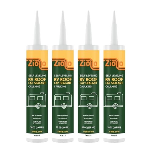 RV Roof Lap Sealant – Self-Leveling EPDM Caulk for Rubber 4 – 10 oz Tube White