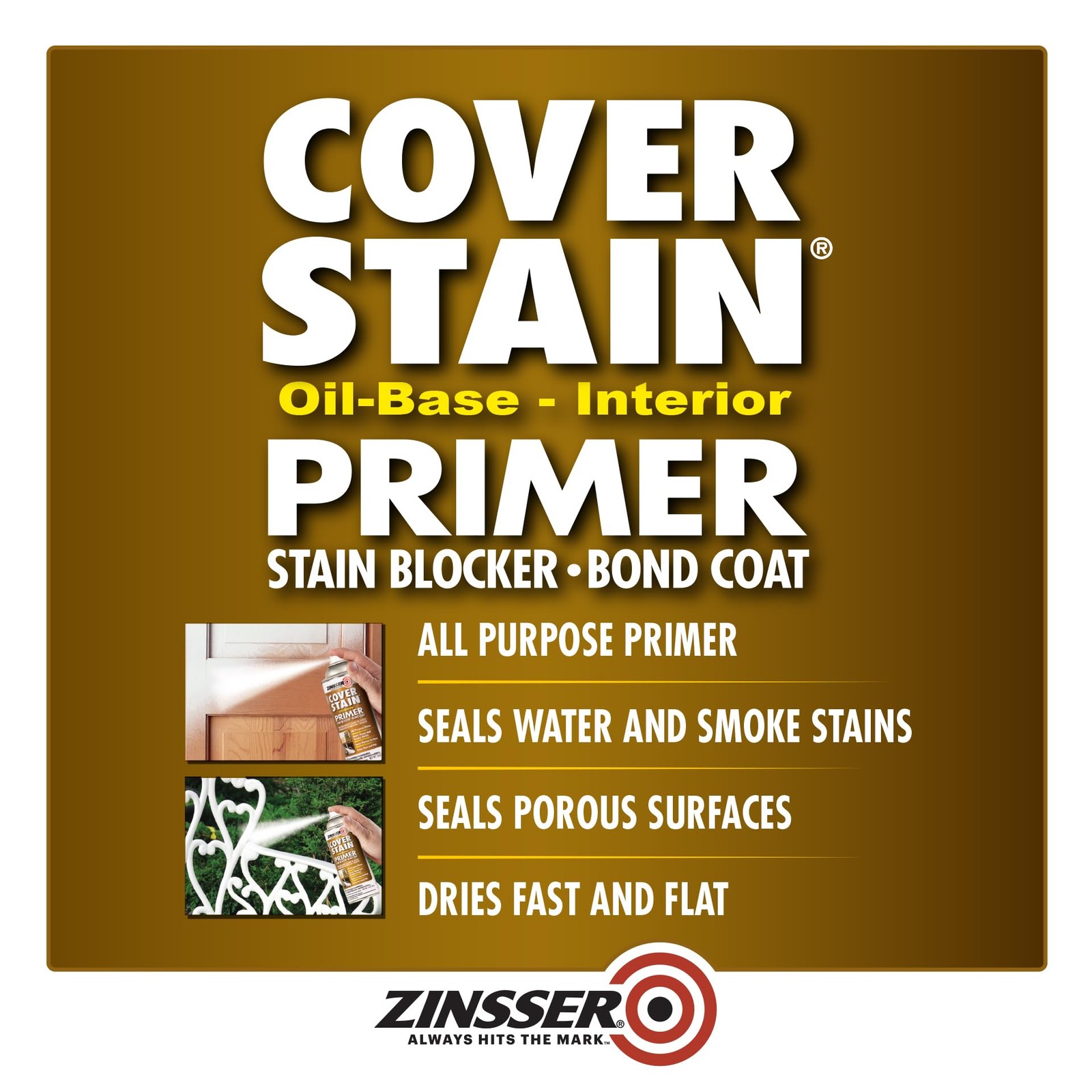 Zinsser 3608 Cover Stain Oil Base Primer Spray, 13 Ounce (Pack of 1), White