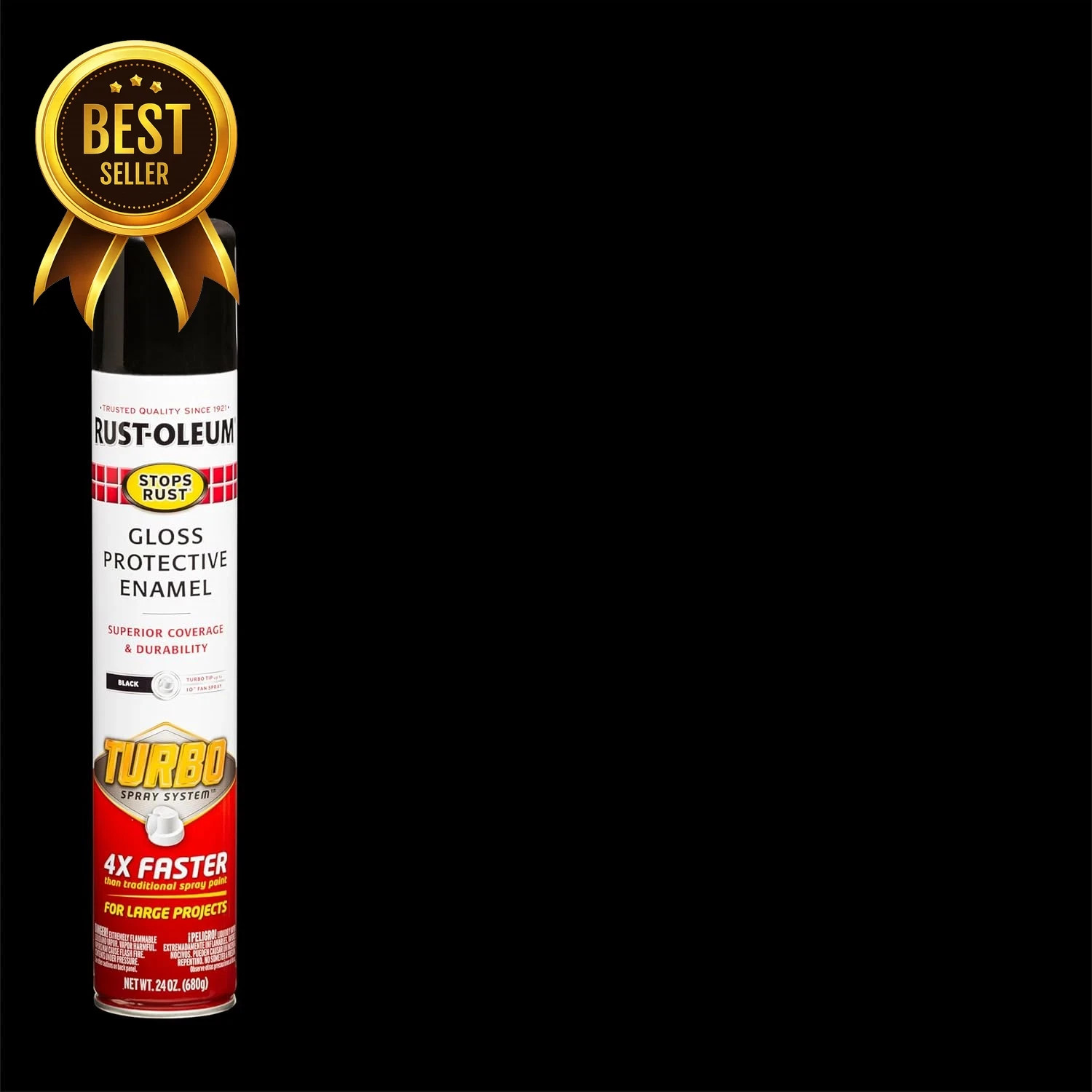 6 Pack Stops Rust Turbo Spray Paint 24oz Gloss Black Fast Coverage Aerosol