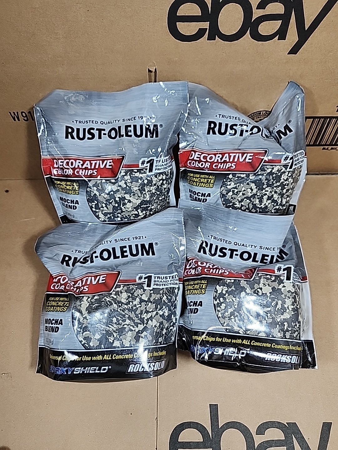 (Lot of 4) 1lb Rust-Oleum Mocha Blend Concrete Floor Decorative Color Chips