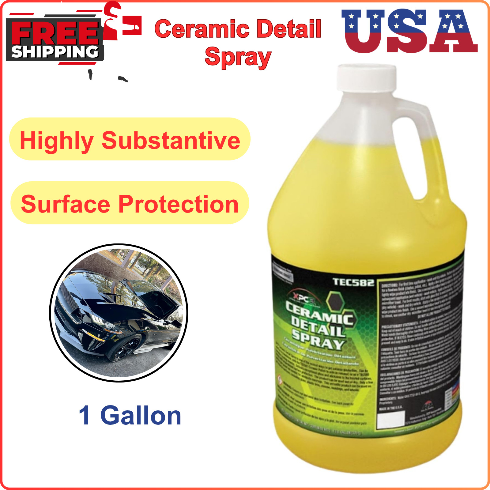 Ceramic Detail Spray 1 Gallon TEC582, For Paint Protection, Ceramic Protection